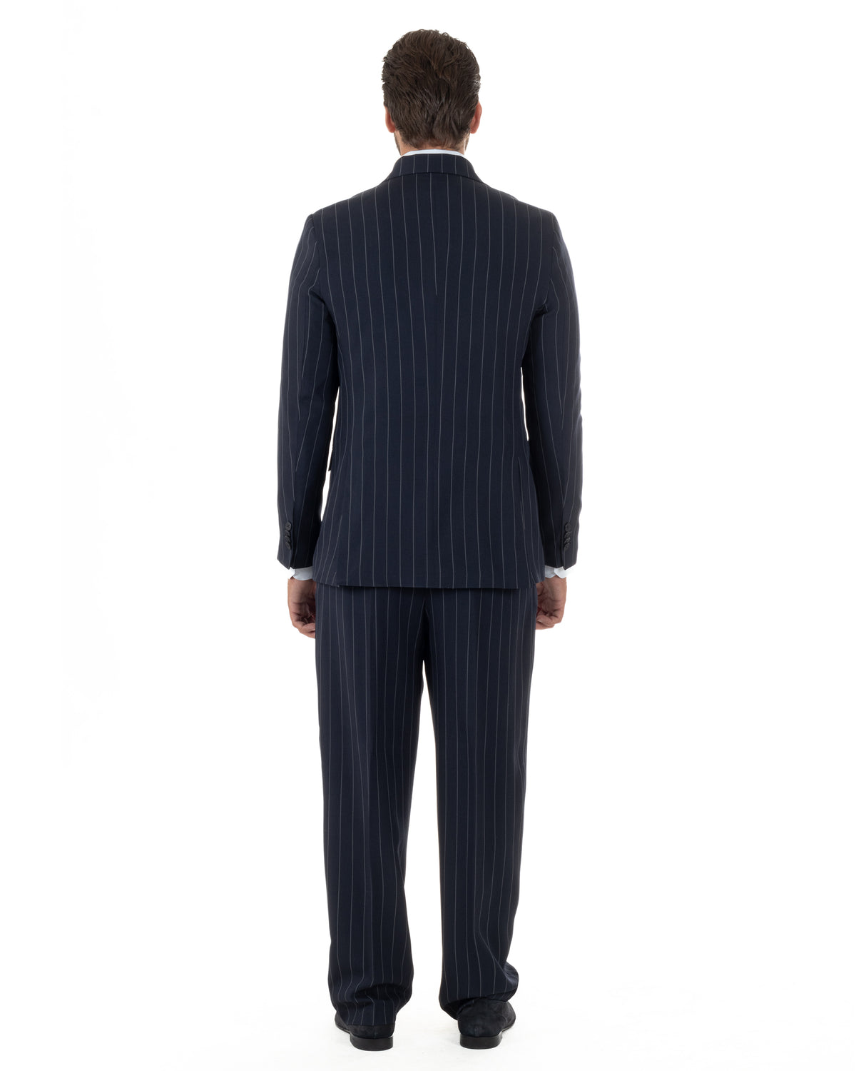 Abito uomo doppiopetto riga larga gessato giacca pantaloni over blu GIOSAL-AE1293A
