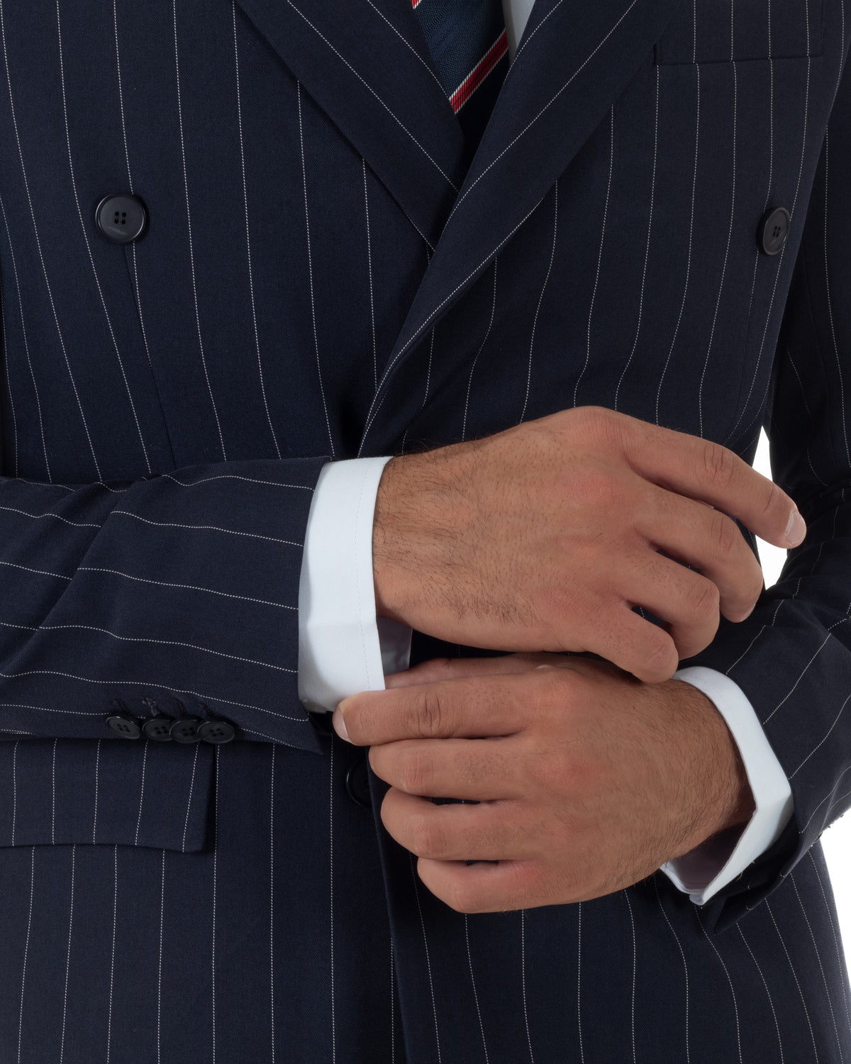 Abito uomo doppiopetto riga larga gessato giacca pantaloni over blu GIOSAL-AE1293A