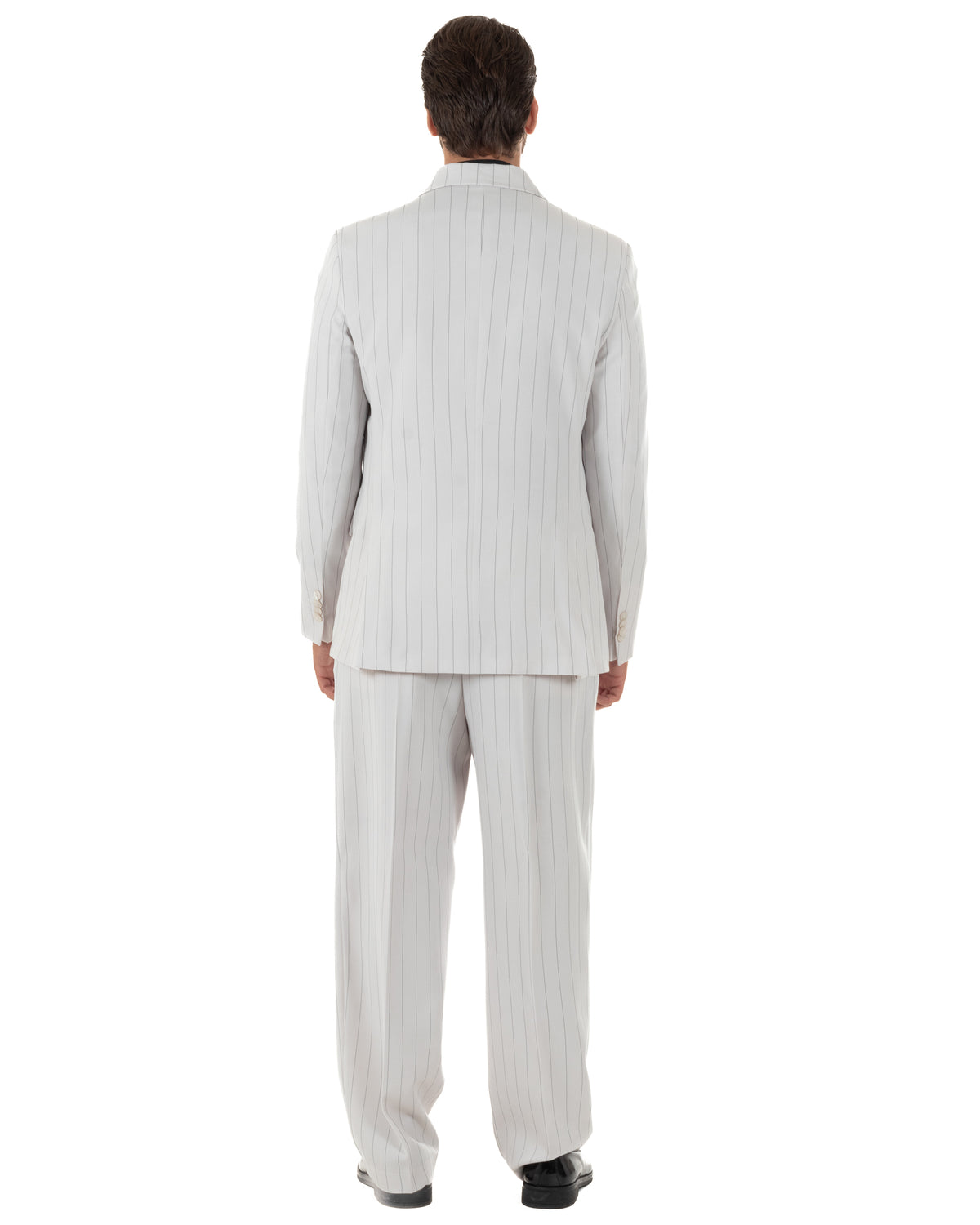 Abito uomo doppiopetto riga larga gessato giacca pantaloni over bianco GIOSAL-AE1296A