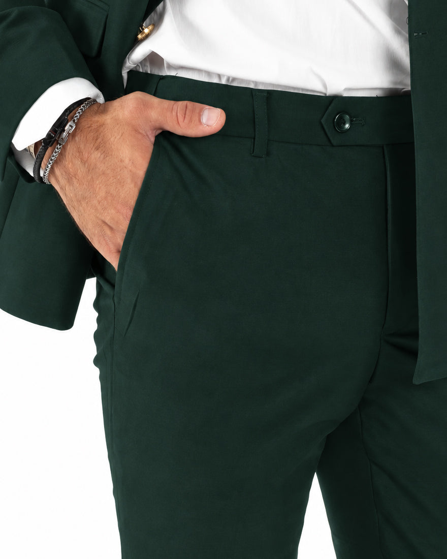 Abito uomo doppiopetto completo giacca pantaloni bottoni metallo verde bottiglia GIOSAL-AE1298A