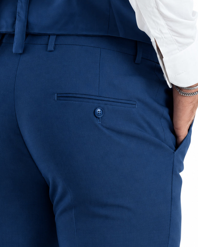 Abito uomo monopetto vestito 3 pezzi completo panciotto blu royal GIOSAL-AE1300A
