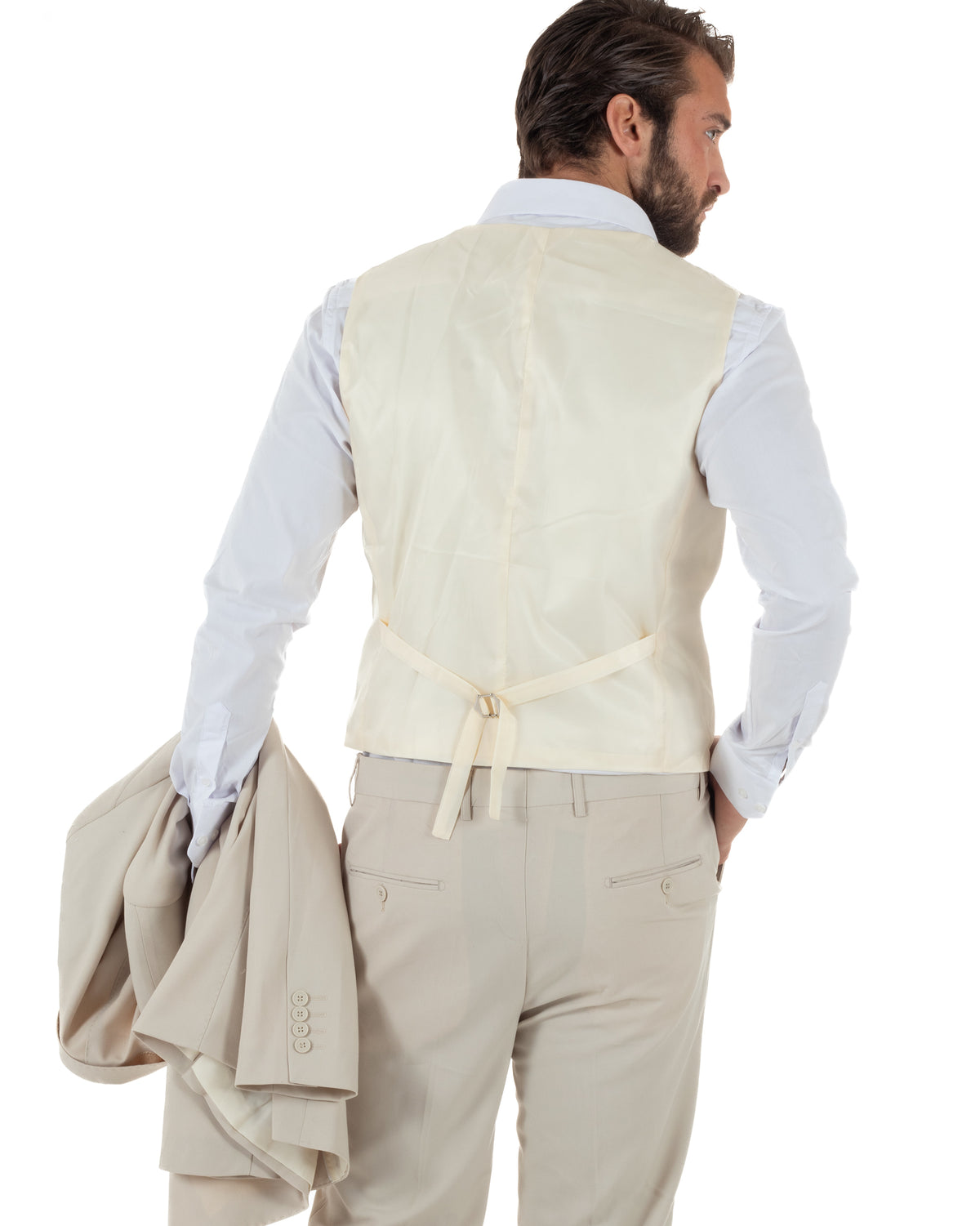 Abito uomo monopetto vestito 3 pezzi completo panciotto panna GIOSAL-AE1303A