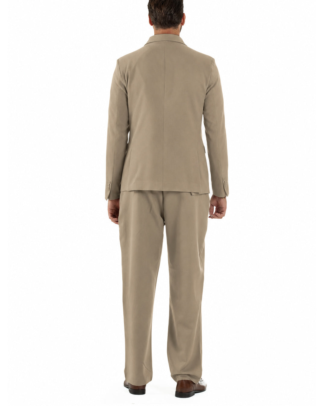 Abito Uomo Doppiopetto Viscosa Pantaloni Baggy Beige AE1305A
