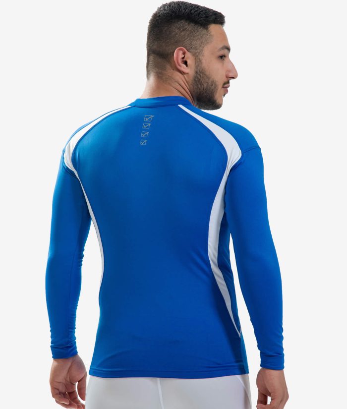 RUNNING LONG T-SHIRT GIVOVA AZZURRO Tessuto Tecnico Unisex Maglia Sportiva Maniche Lunghe T-Shirt Bicolore Con Zip Da Ginnastica GIOSAL