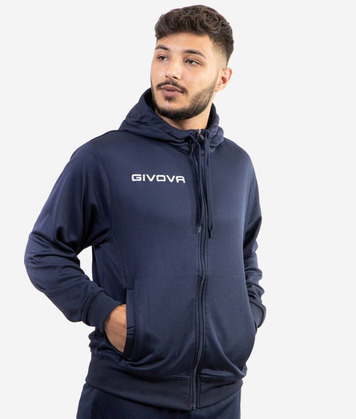 FELPA FULL ZIP 500 GIVOVA BLU Micropile Unisex Felpa Con Cappuccio Con