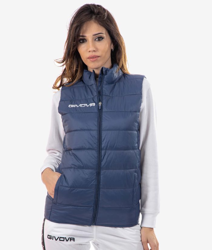 GIVOVA SLEEVELESS SPAIN BLUE Padded Unisex Gym Jacket Sports Jacket Warm Zip Up Solid Color GIOSAL