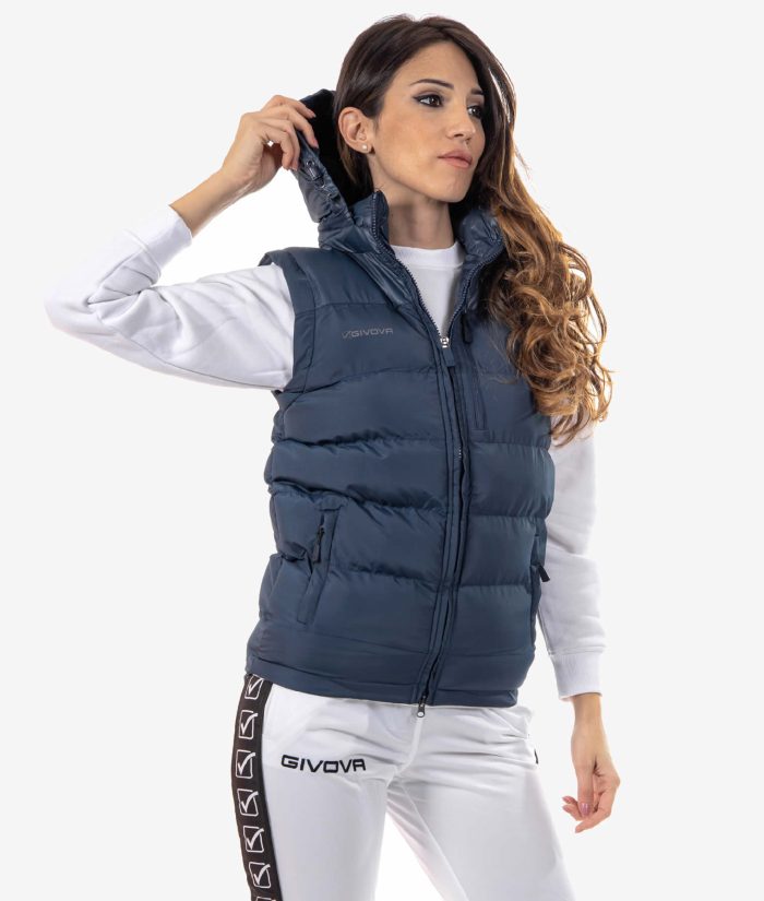 Giubbotto GIVOVA SMANICATO PRIME BLU Giubbino Con Cappuccio Unisex Giacca Imbottita Sportiva Calda GIOSAL