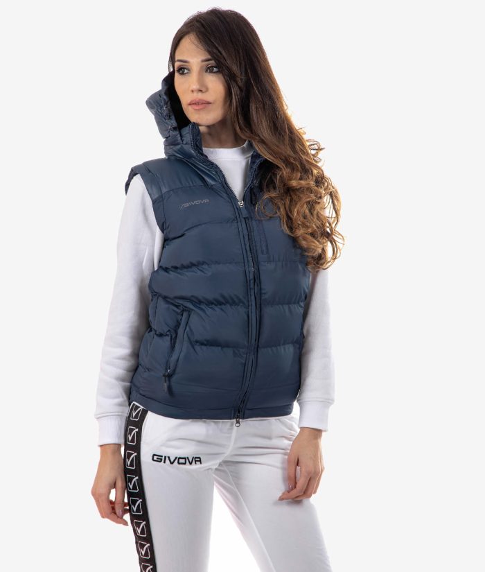 Giubbotto GIVOVA SMANICATO PRIME BLU Giubbino Con Cappuccio Unisex Giacca Imbottita Sportiva Calda GIOSAL