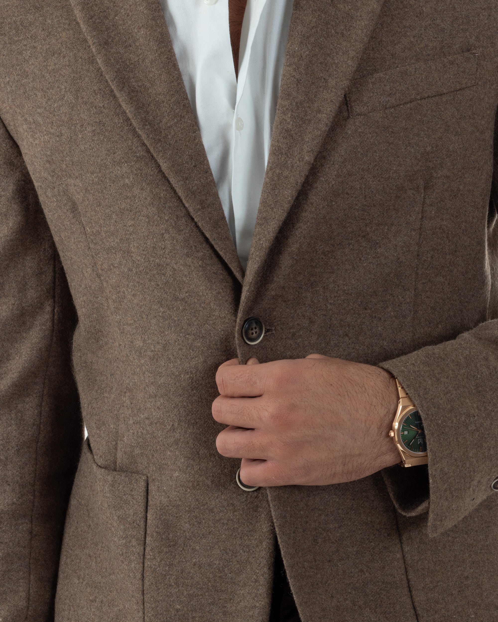 Giacca Monopetto Uomo Lana Revers Blazer Melangiata Tortora BZ1007A