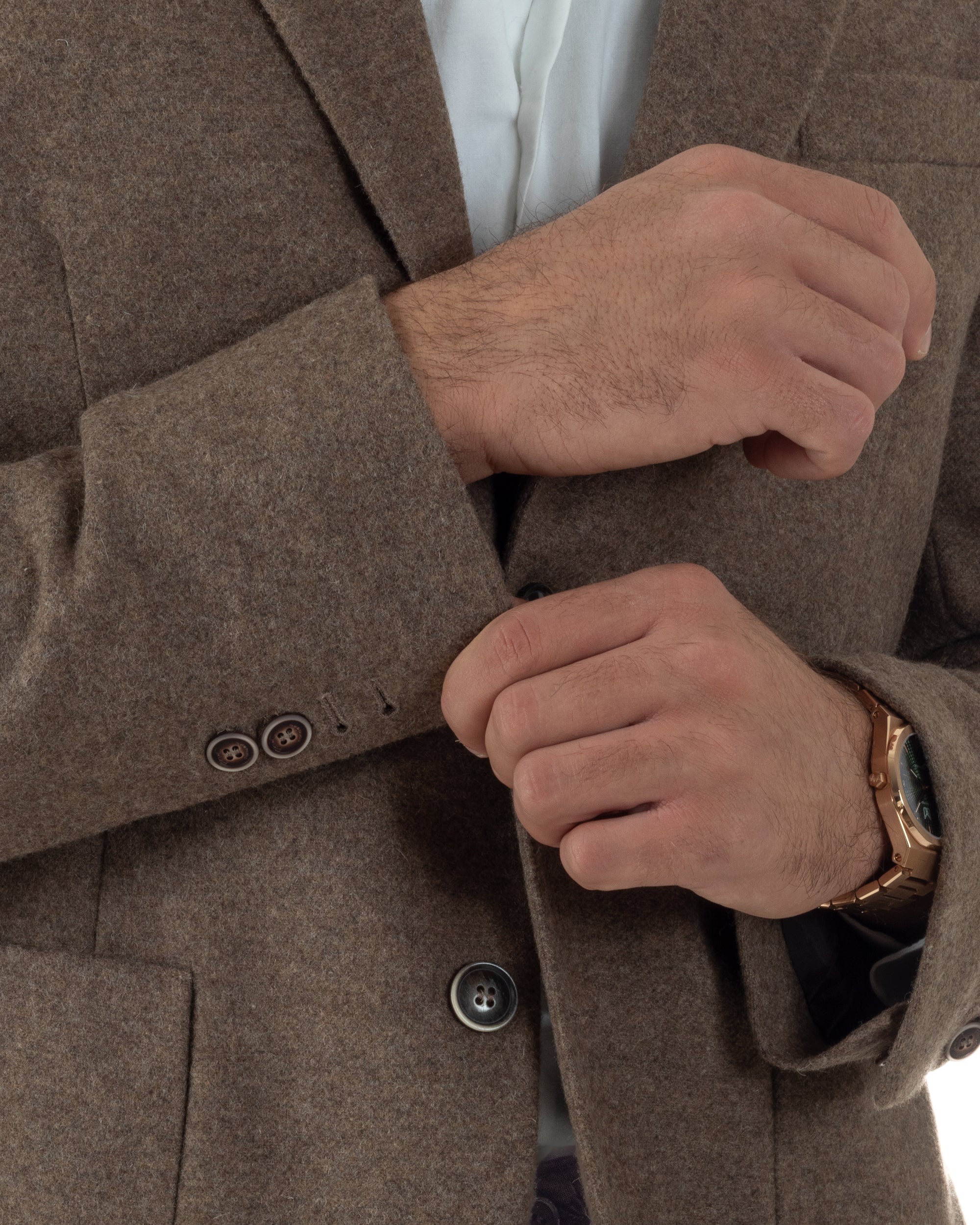 Giacca Monopetto Uomo Lana Revers Blazer Melangiata Tortora BZ1007A