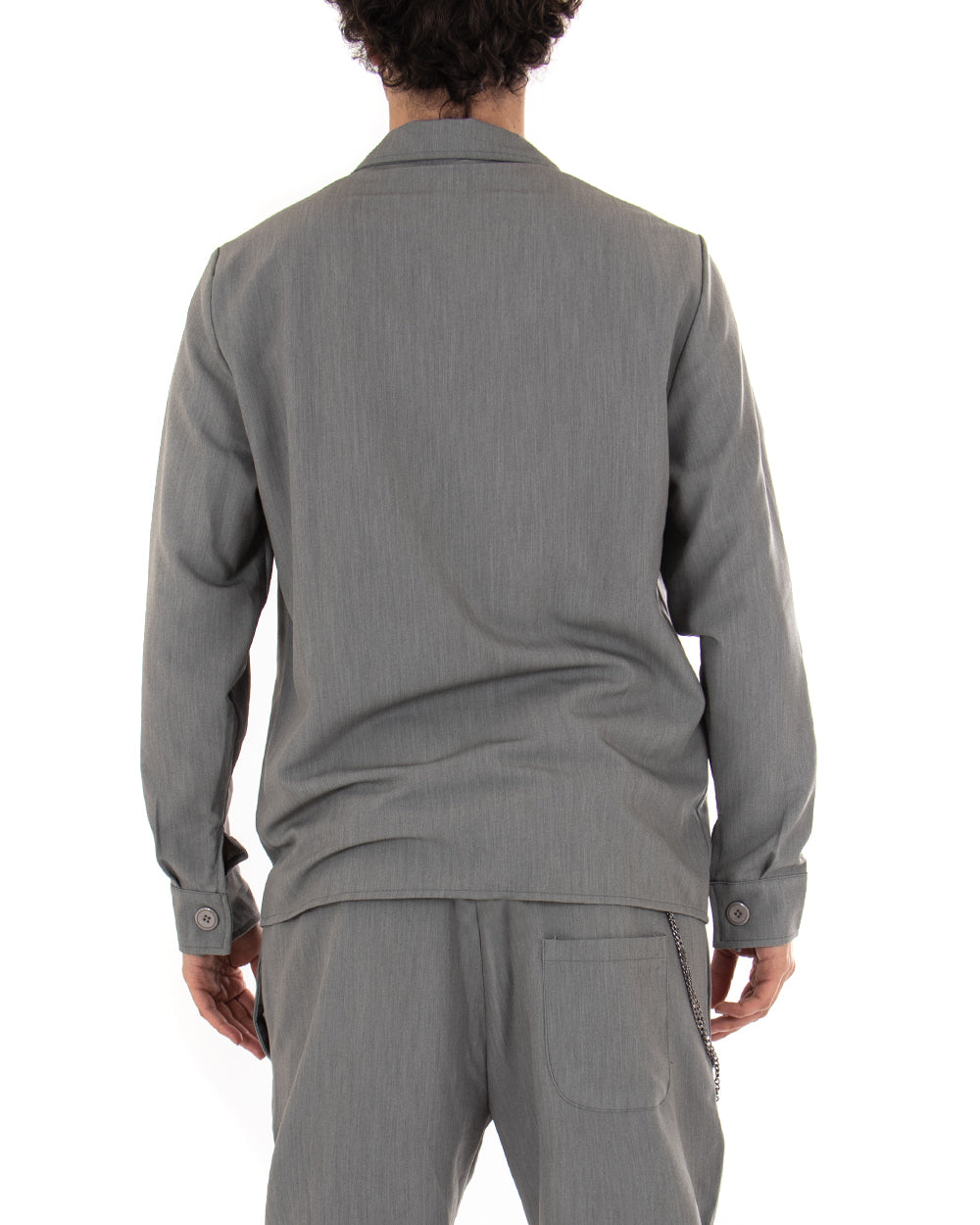 Camicia Uomo Con Colletto Manica Lunga Casual Viscosa Grigio GIOSAL-C1831A