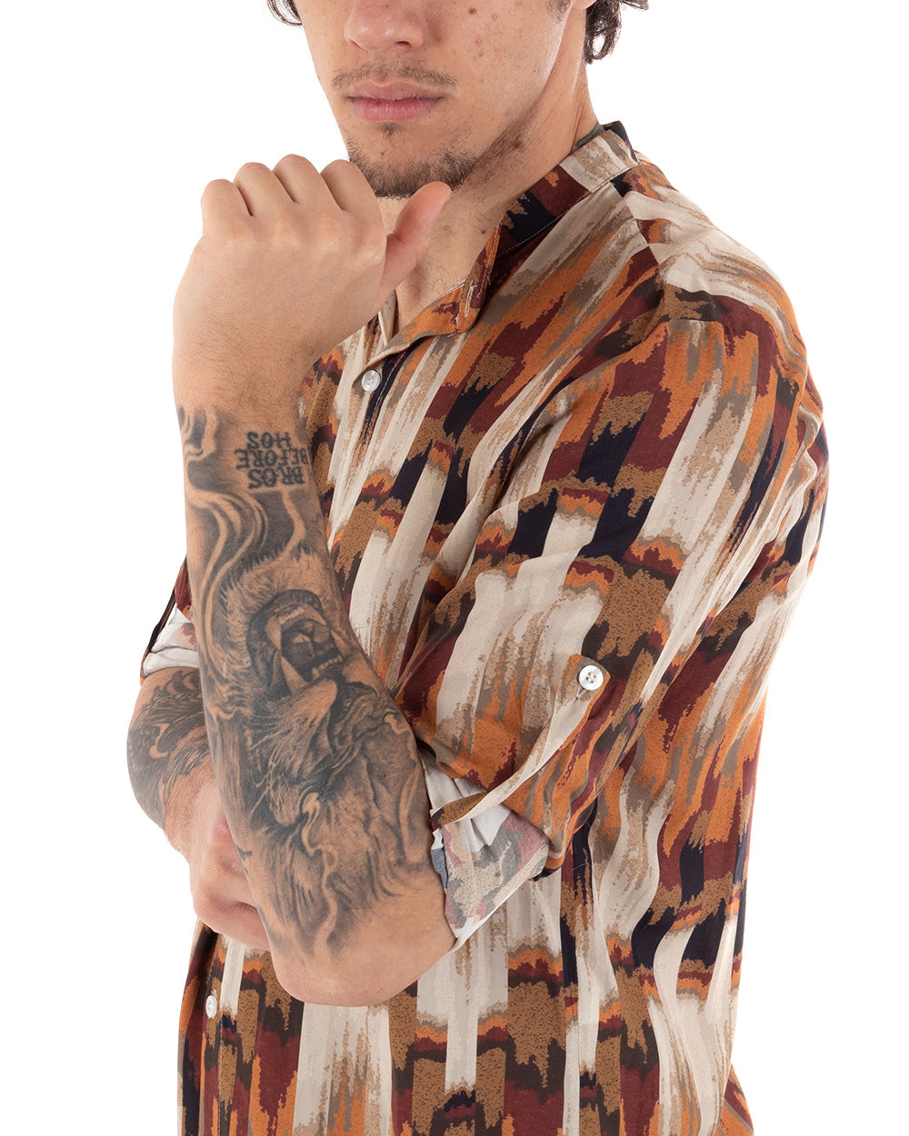 Camicia Uomo Con Colletto Manica Lunga Viscosa Morbida Multicolore GIOSAL-C2306A