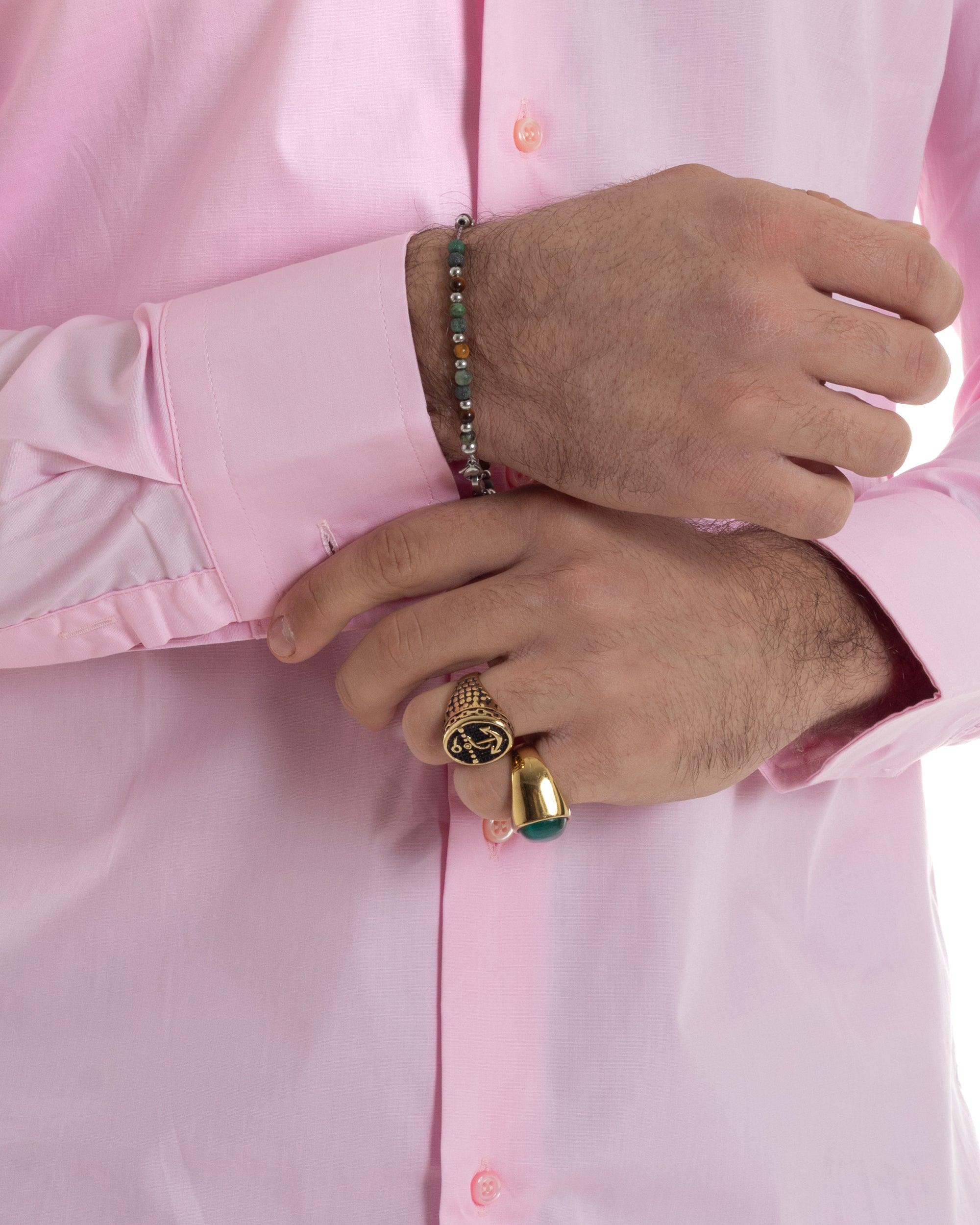 Camicia Uomo Collo Coreano Cotone Basic Sartoriale Slim Fit Tinta Unita Rosa GIOSAL-C2933A