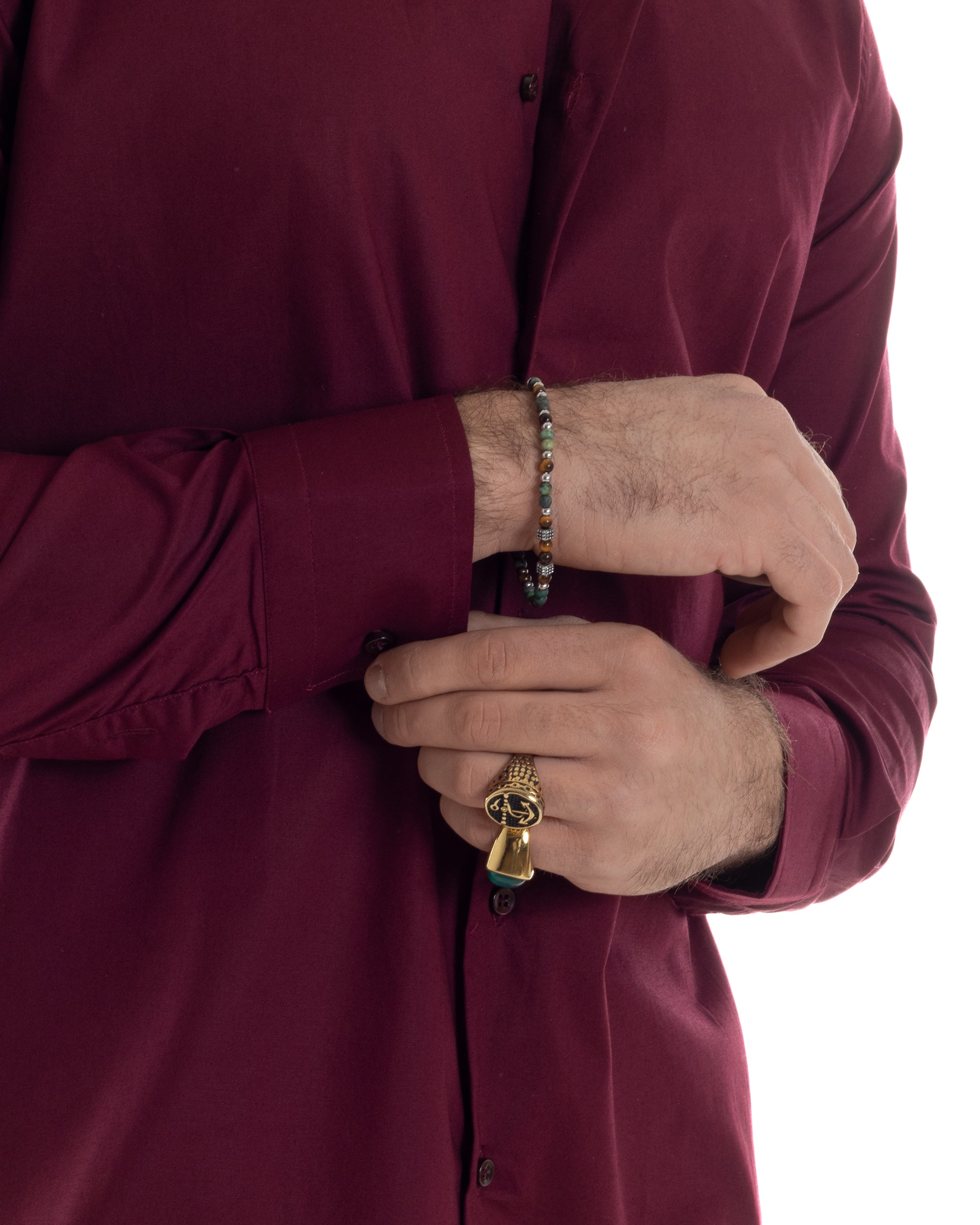 Camicia Uomo Collo Coreano Cotone Basic Sartoriale Slim Fit Tinta Unita Bordeaux GIOSAL-C2935A