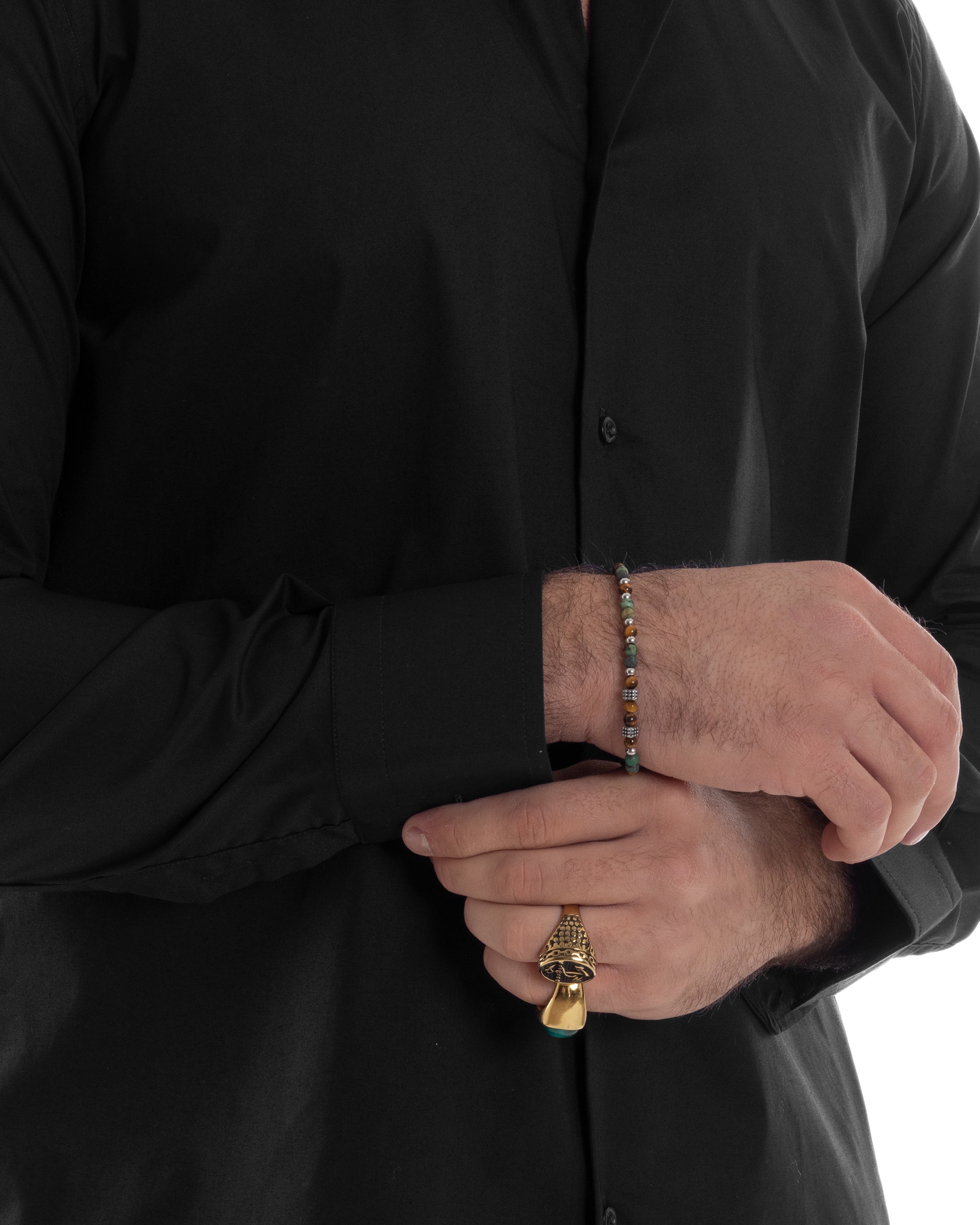 Camicia Uomo Con Colletto Francese Cotone Basic Sartoriale Slim Fit Tinta Unita Nero GIOSAL-C2942A