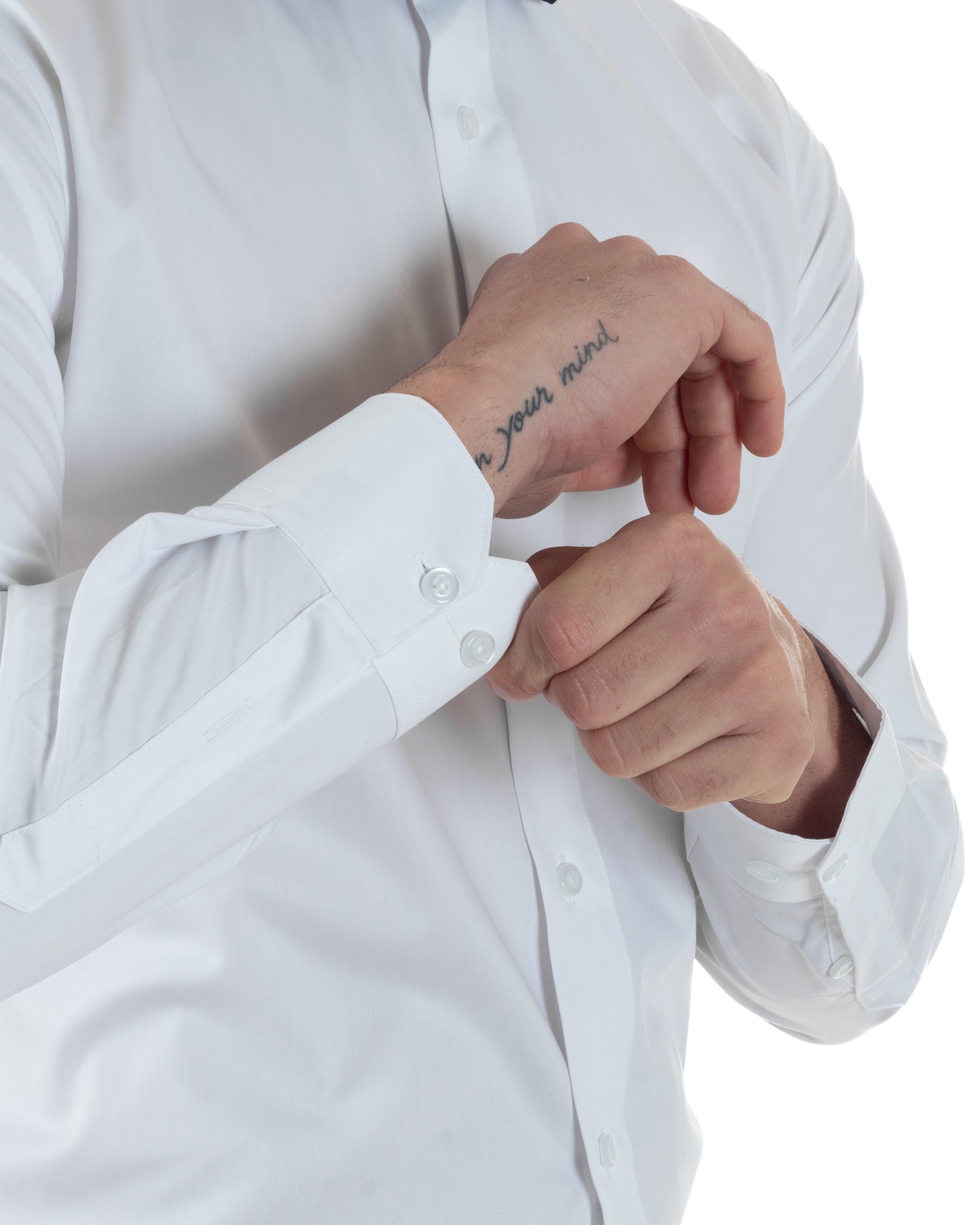 Camicia Uomo Da Smoking Collo Diplomatico Slim Fit Basic Casual Elegante Cerimonia Tinta Unita Bianco GIOSAL-C2951A