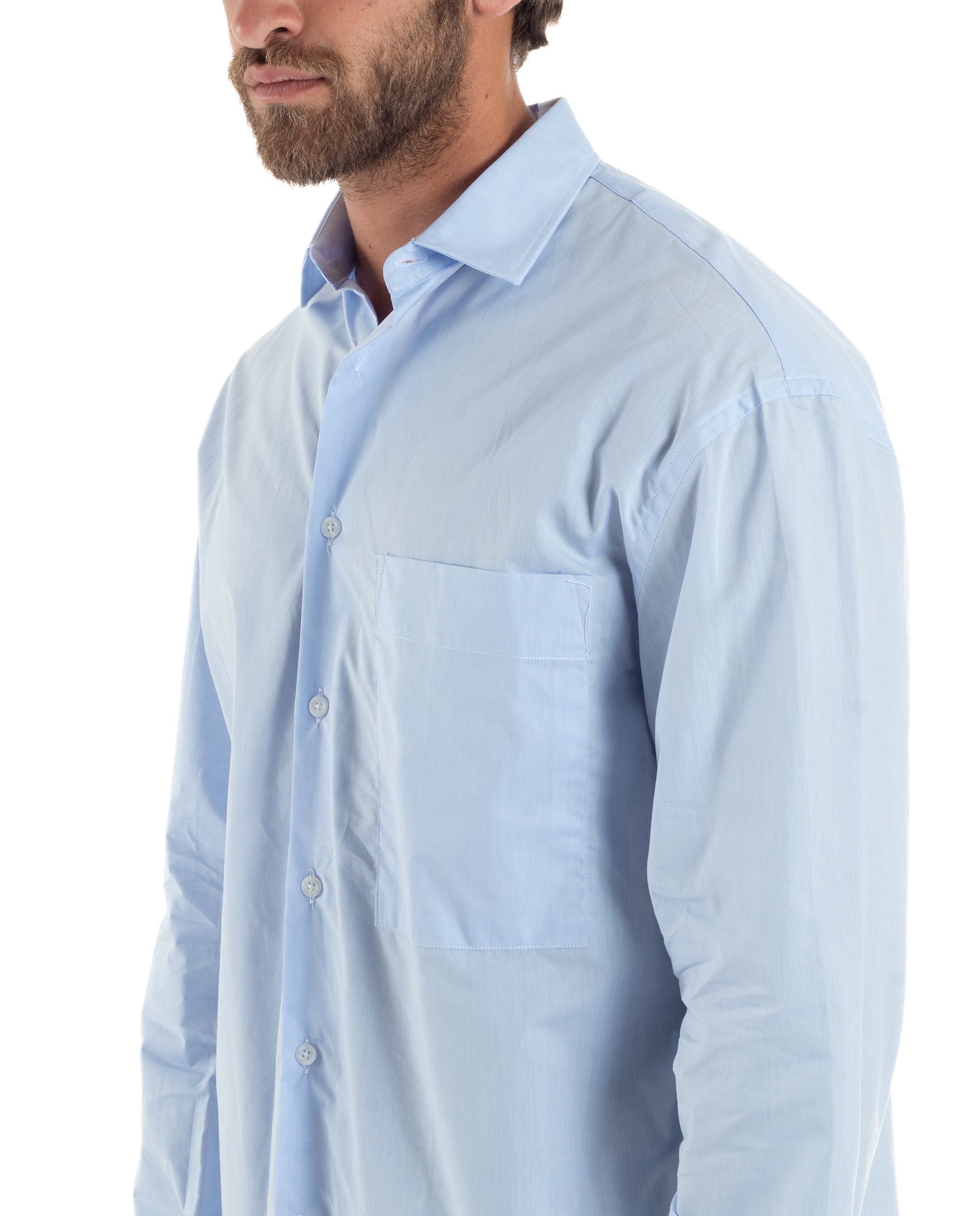 Herren Crop-Top aus Baumwolle, kastenförmiger Schnitt, Hellblau C2965A