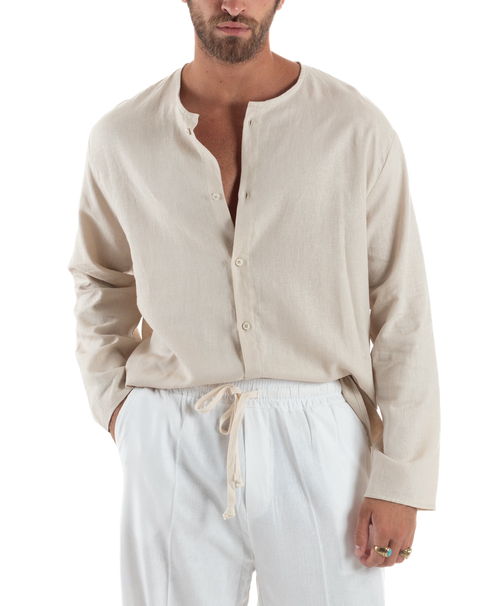 Camicia Lino Casacca Relaxed Fit C2970A