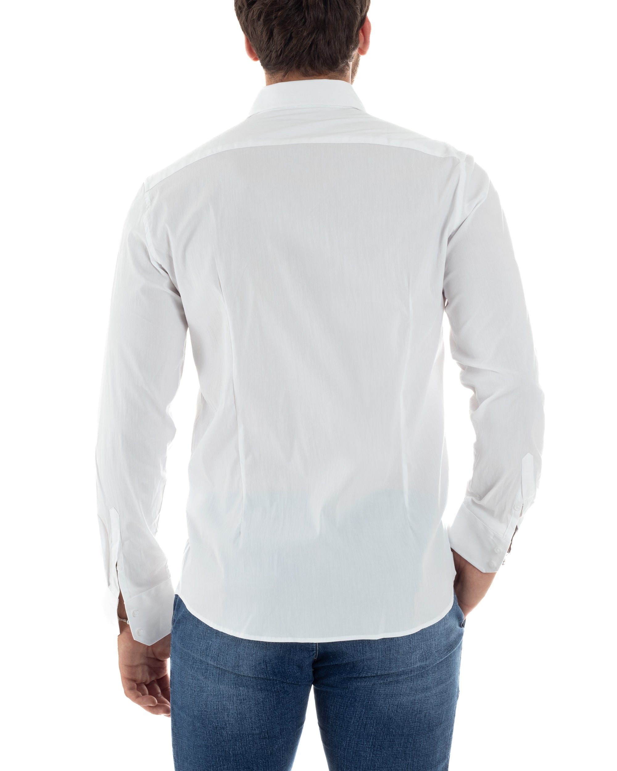 Camicia Uomo Collo Francese Basic Slim Fit Bianco C2976A