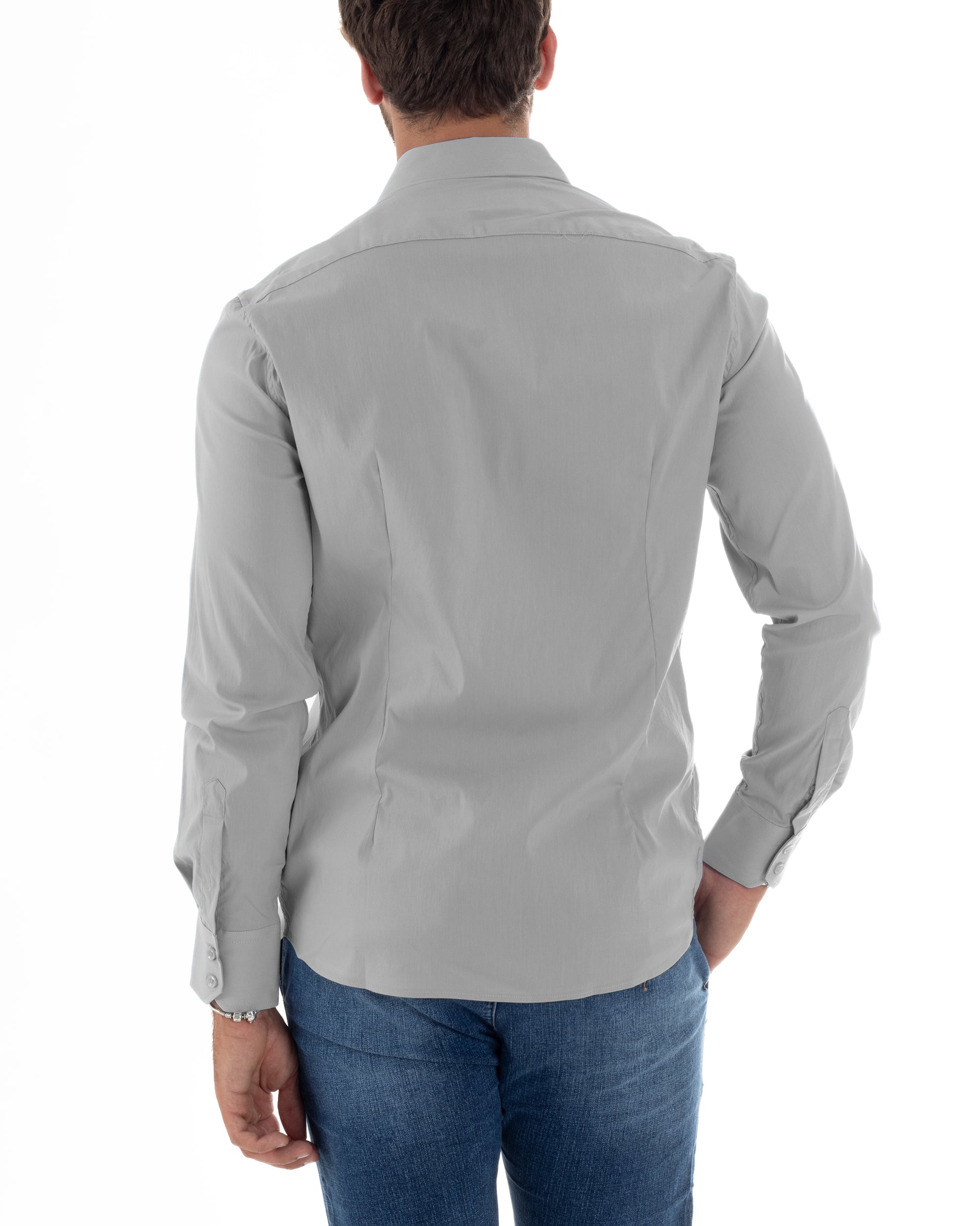 Camicia Uomo Collo Francese Basic Slim Fit Grigio C2981A