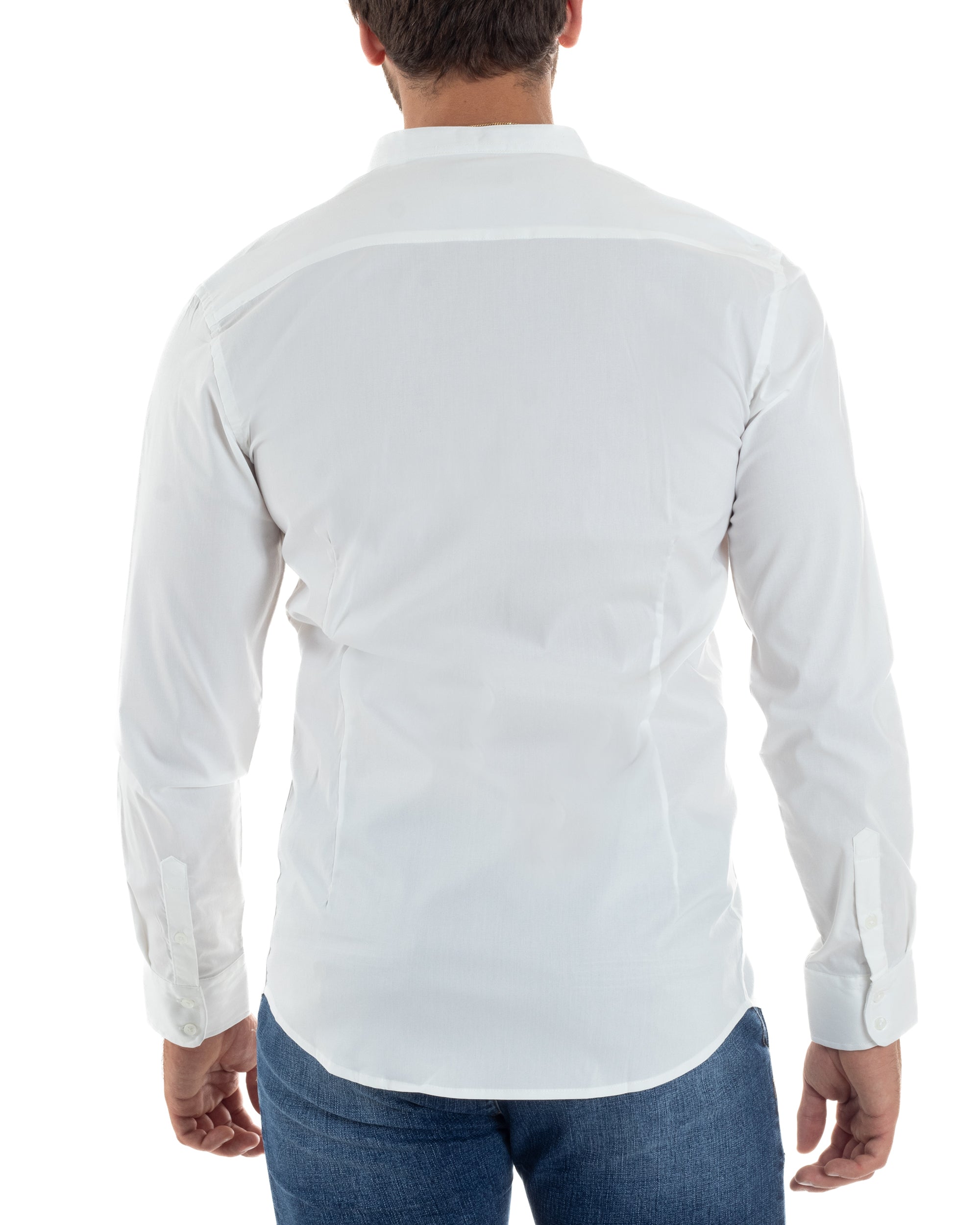 Camicia Uomo Coreana Basic Slim Fit Bianco C2990A