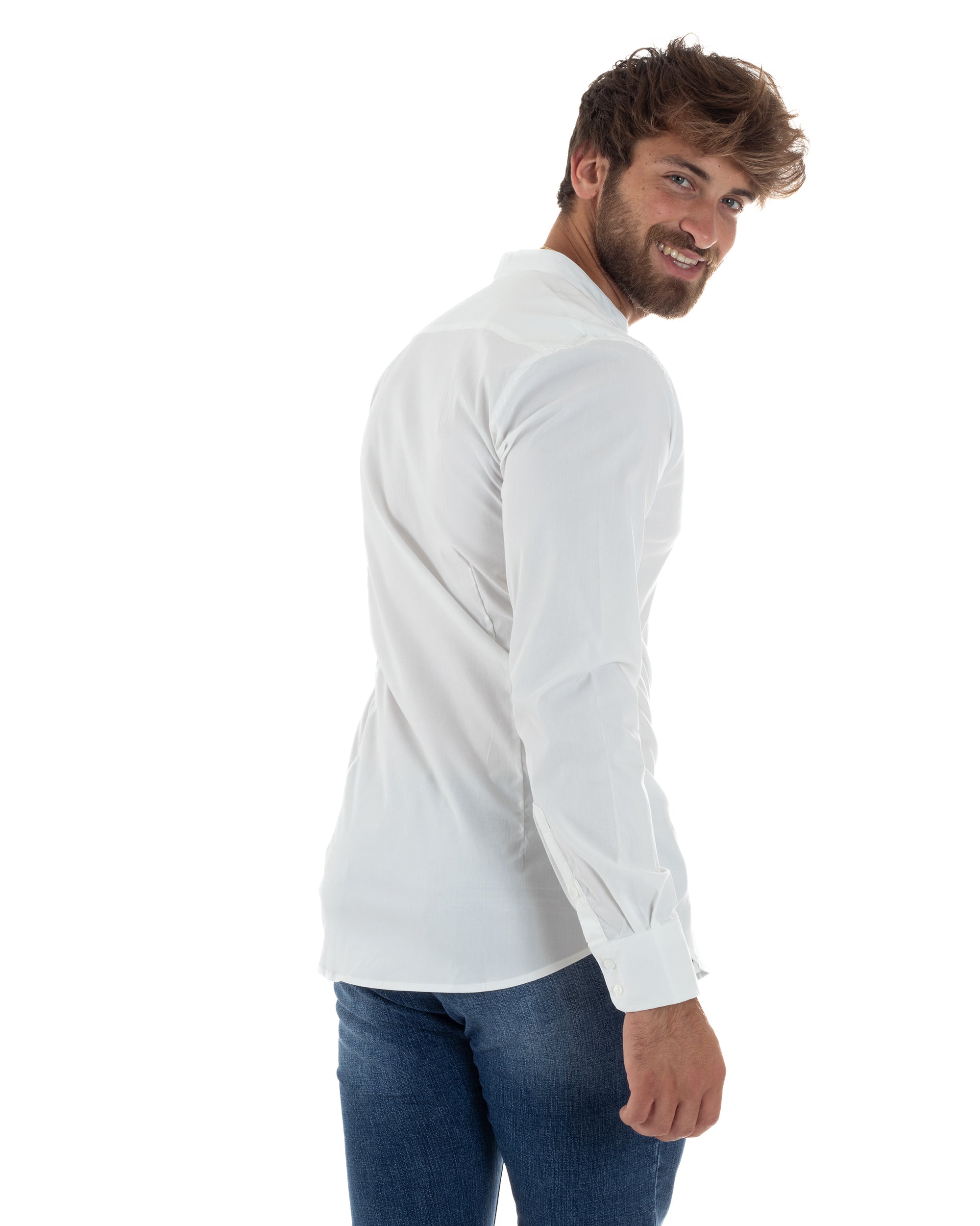 Camicia Uomo Coreana Basic Slim Fit Bianco C2990A
