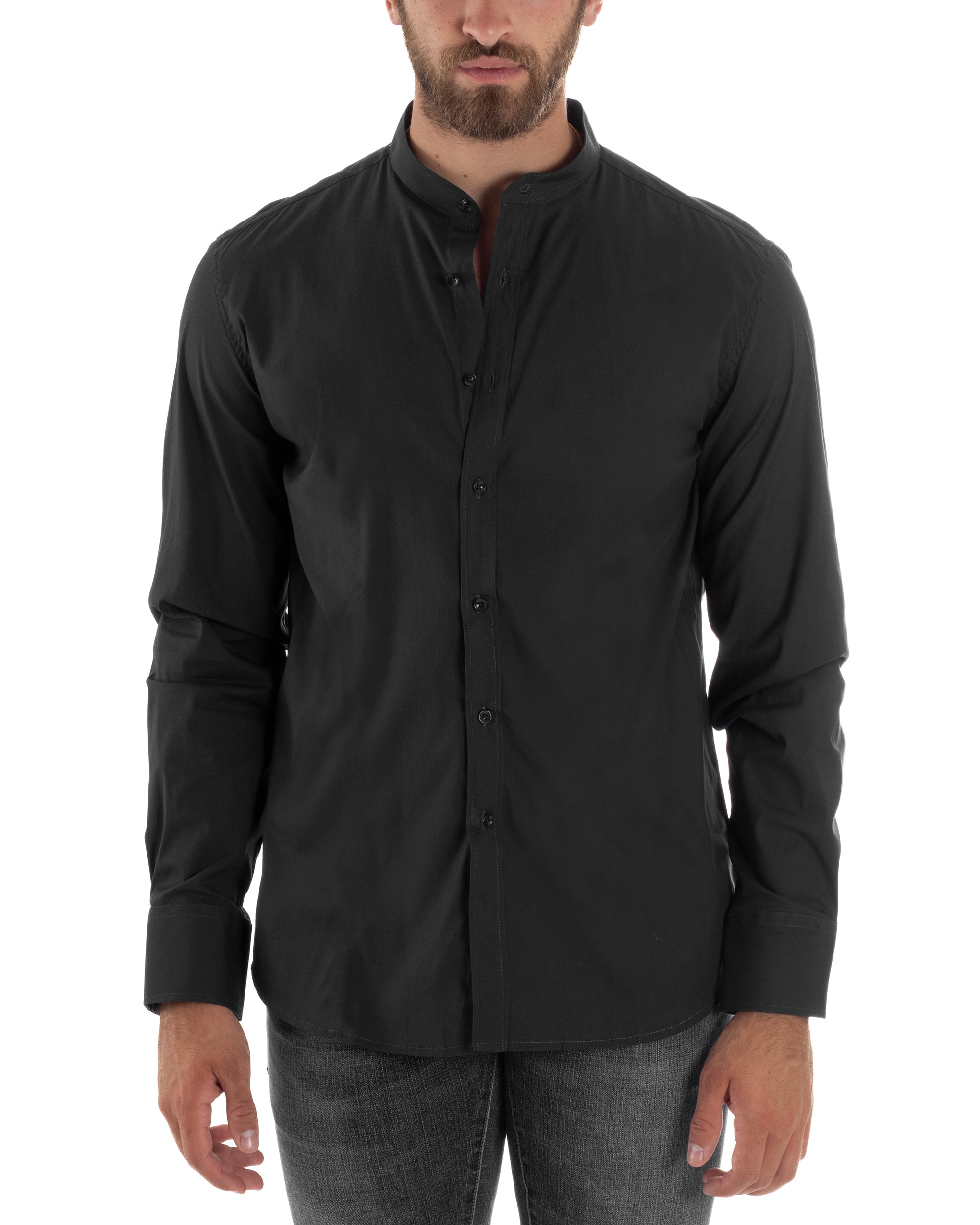 Camicia Uomo Coreana Basic Slim Fit Nero C2991A