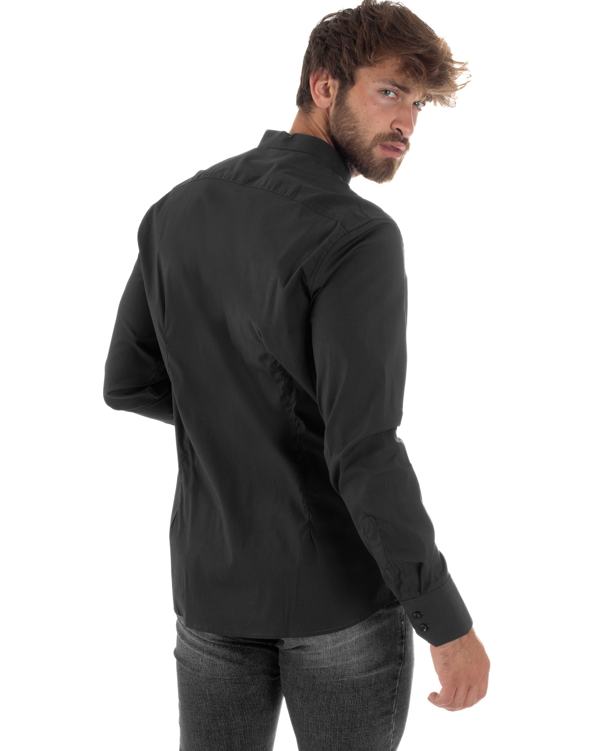 Camicia Uomo Coreana Basic Slim Fit Nero C2991A