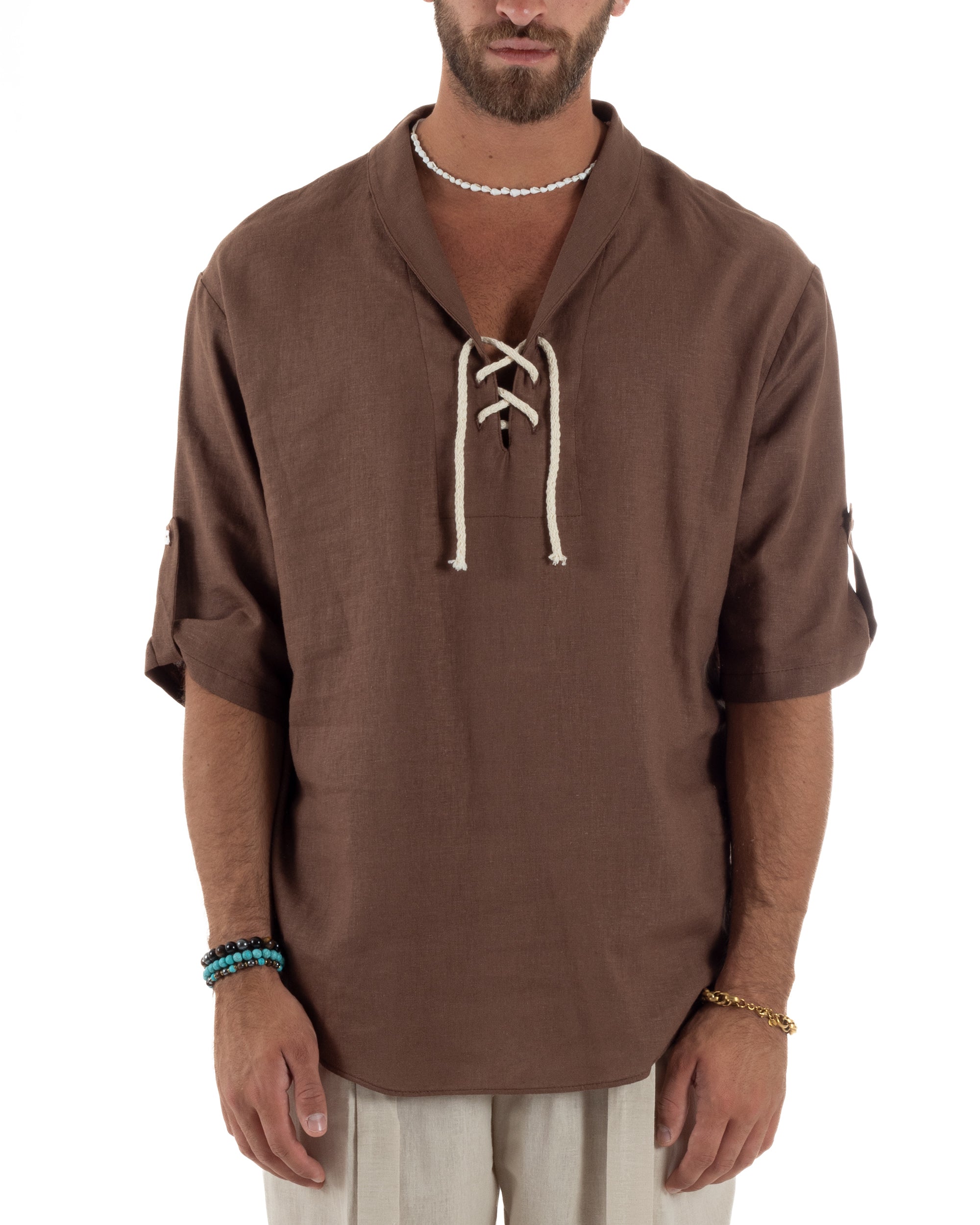 Camicia Lino Casacca Manica 3/4 Scollo V C2993A