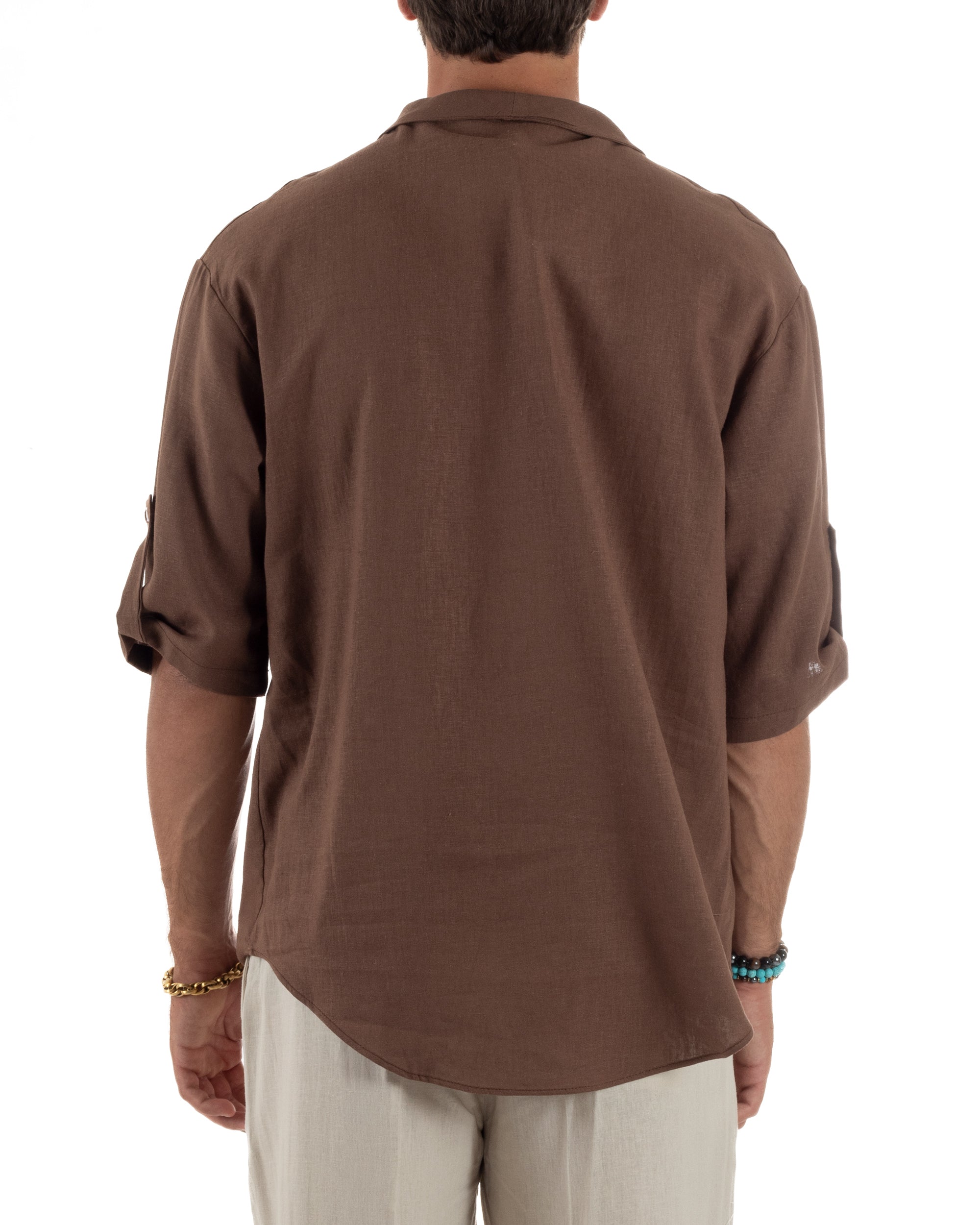 Camicia Lino Casacca Manica 3/4 Scollo V C2993A