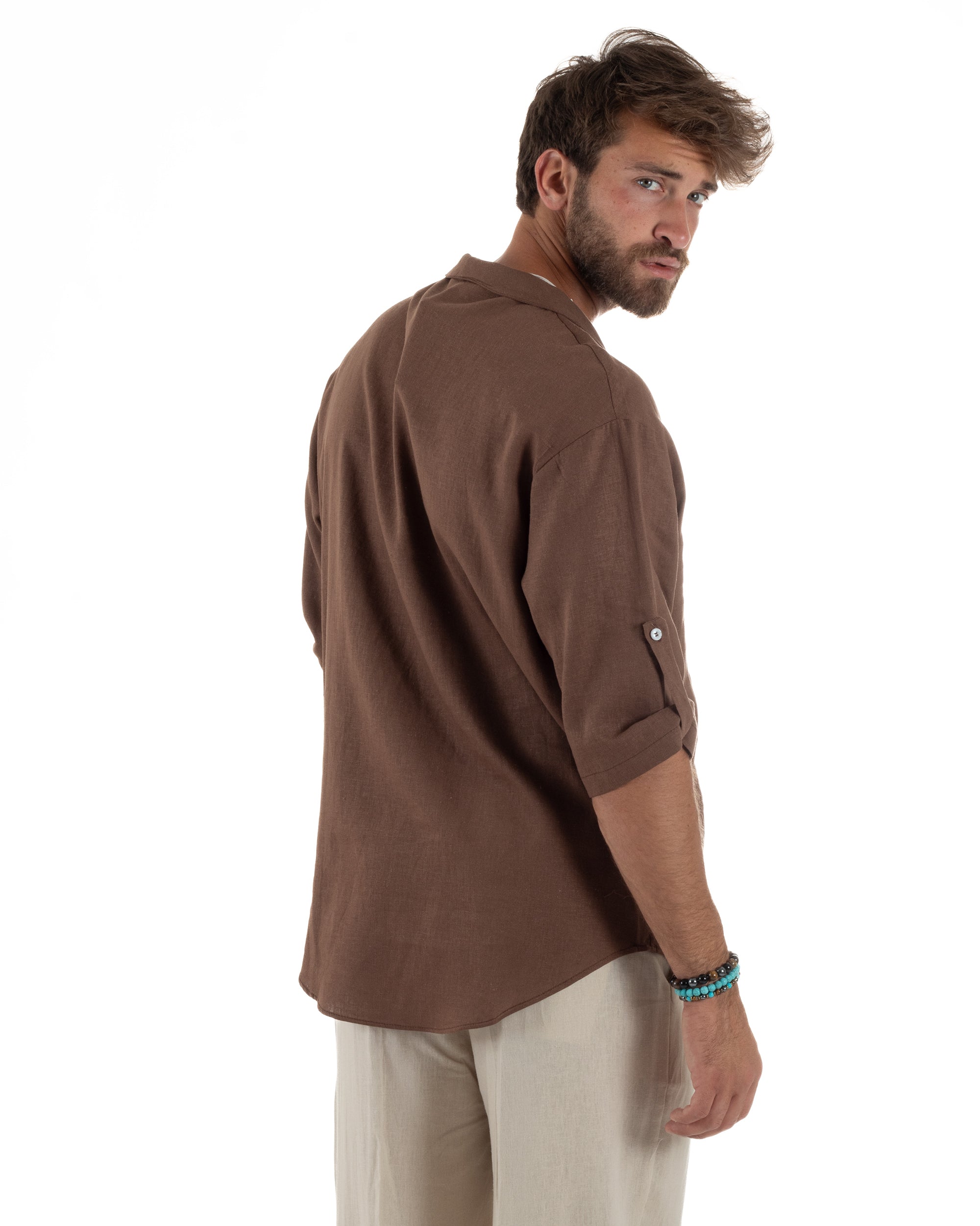 Camicia Lino Casacca Manica 3/4 Scollo V C2993A