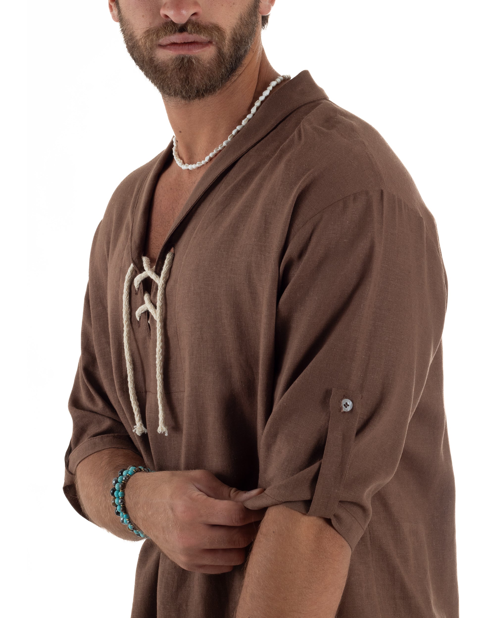 Camicia Lino Casacca Manica 3/4 Scollo V C2993A