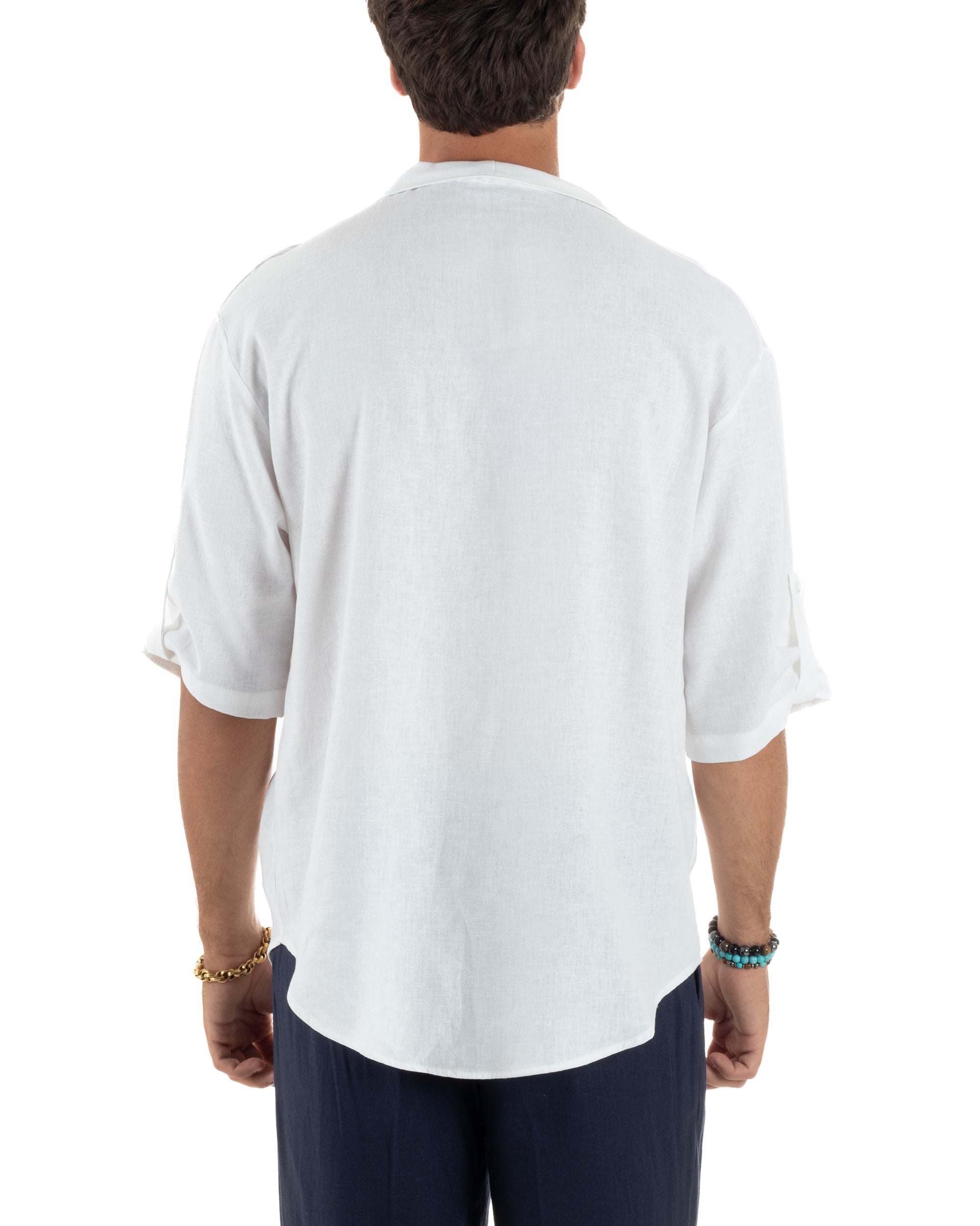 Men's Long Sleeve Shirt Cotton Henley Collar Round Neck With Buttons Regular Fit Casual Black GIOSAL-C2870A