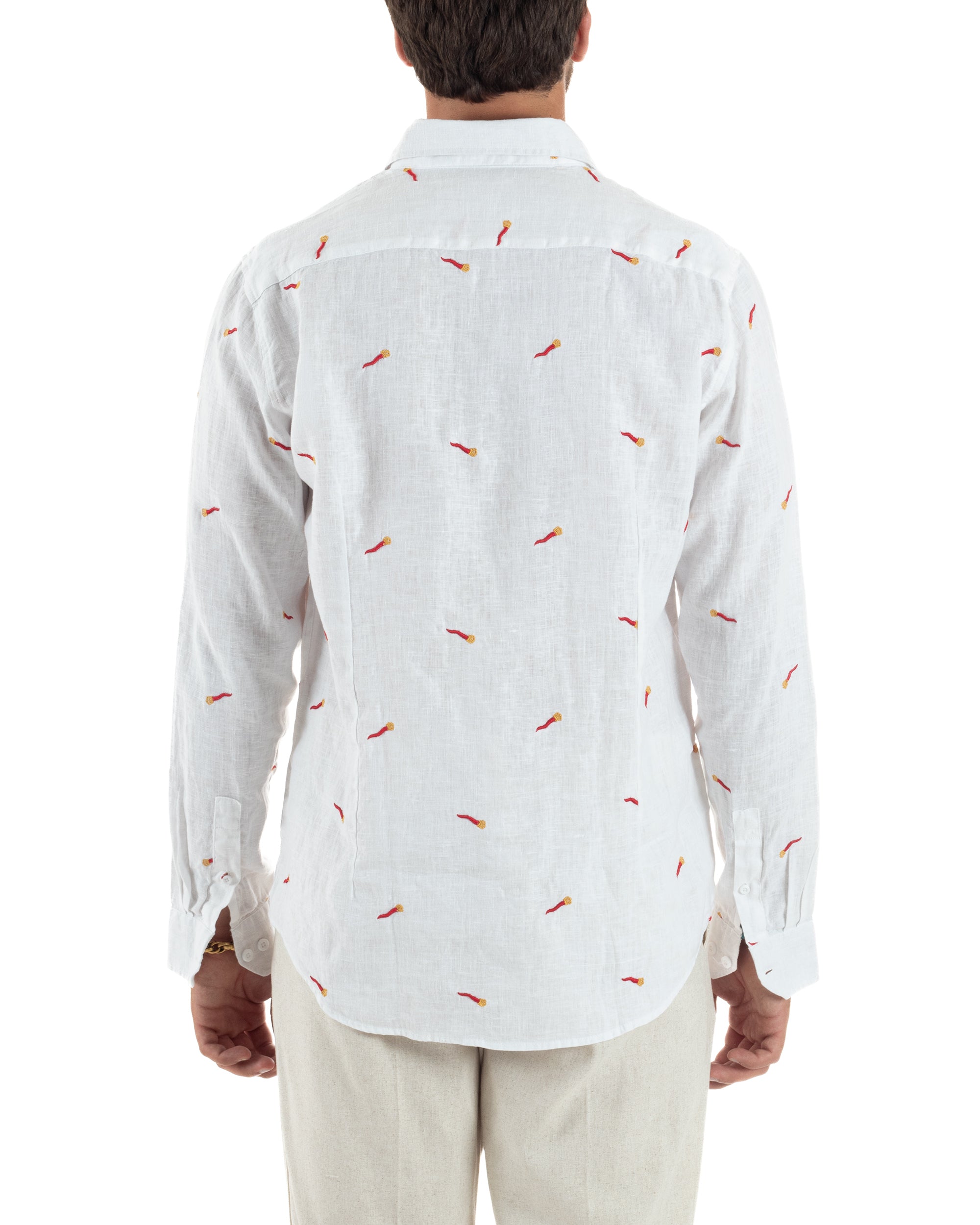 Camicia Lino Collo Francese Regular Fit Fantasia Cornicello C3000A