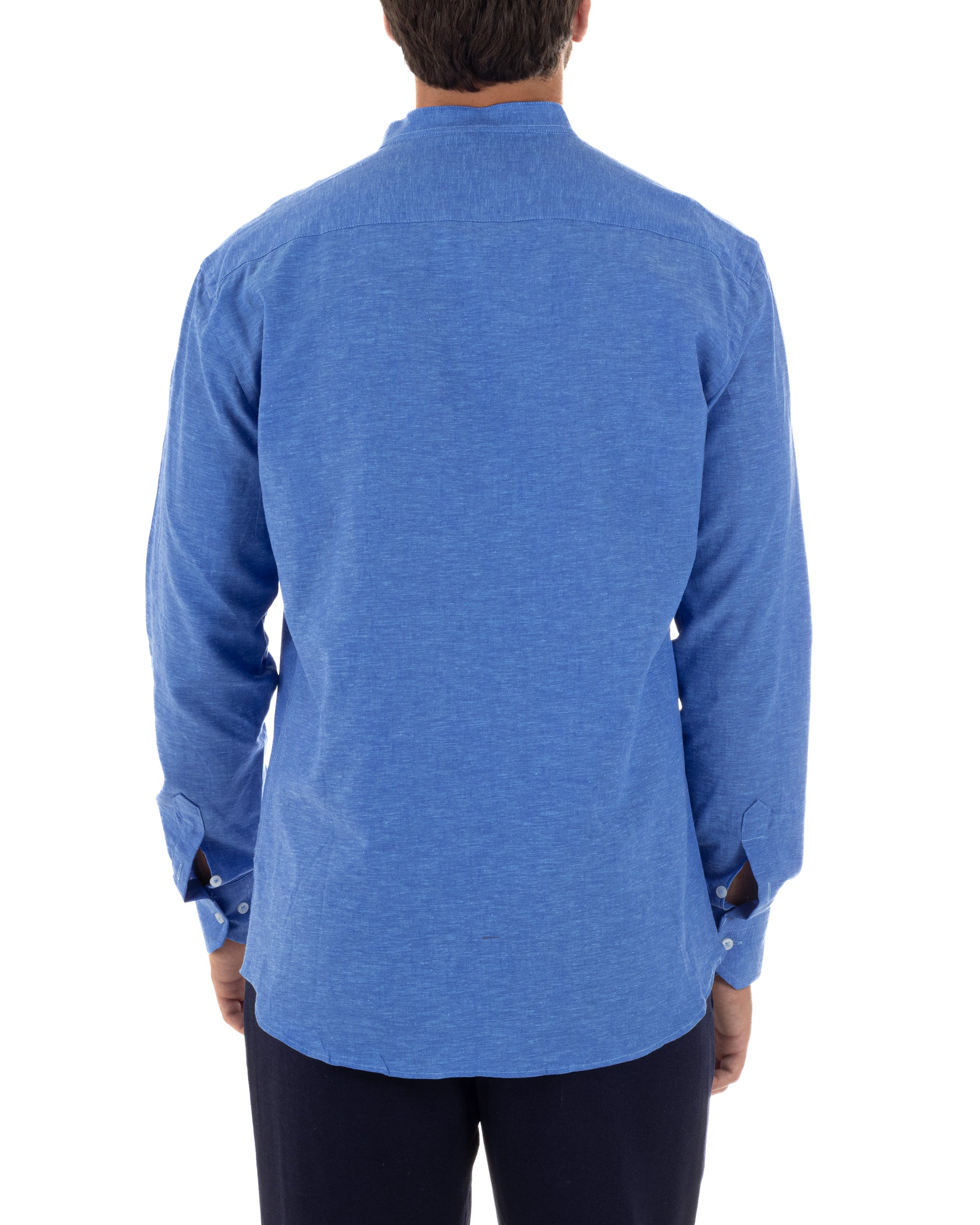 Camicia Lino Melangiata Collo Coreano Sartoriale C3004A
