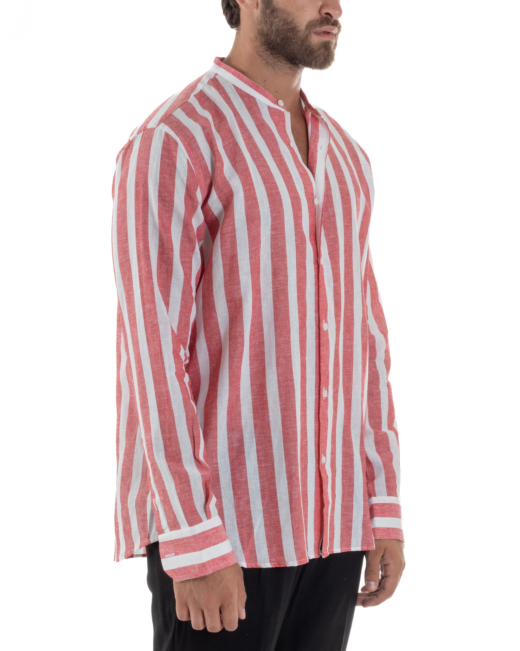 Men's Long Sleeve Shirt Cotton Henley Collar Round Neck With Buttons Regular Fit Casual Black GIOSAL-C2870A