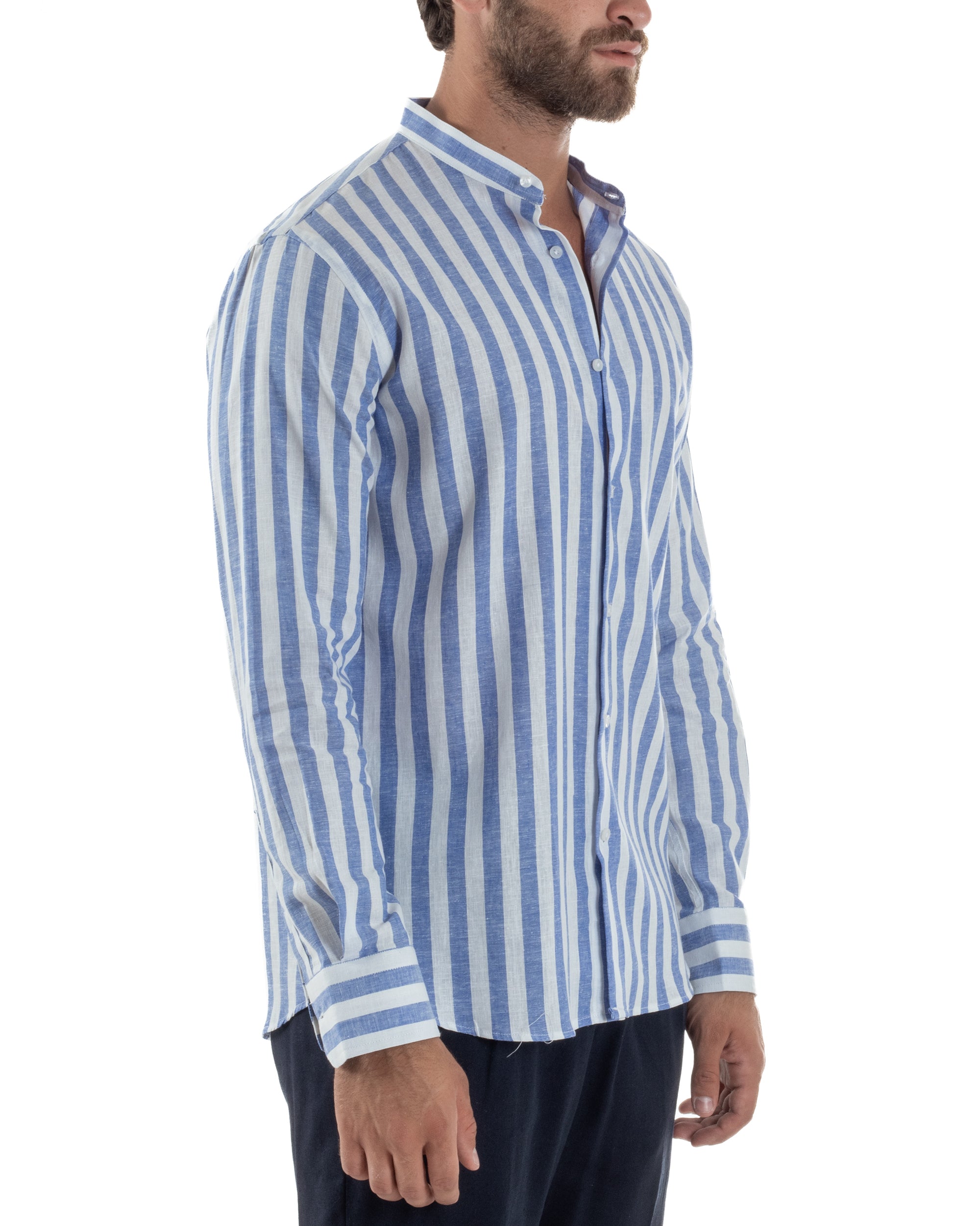 Camicia Lino Collo Coreano Riga Larga C3017A