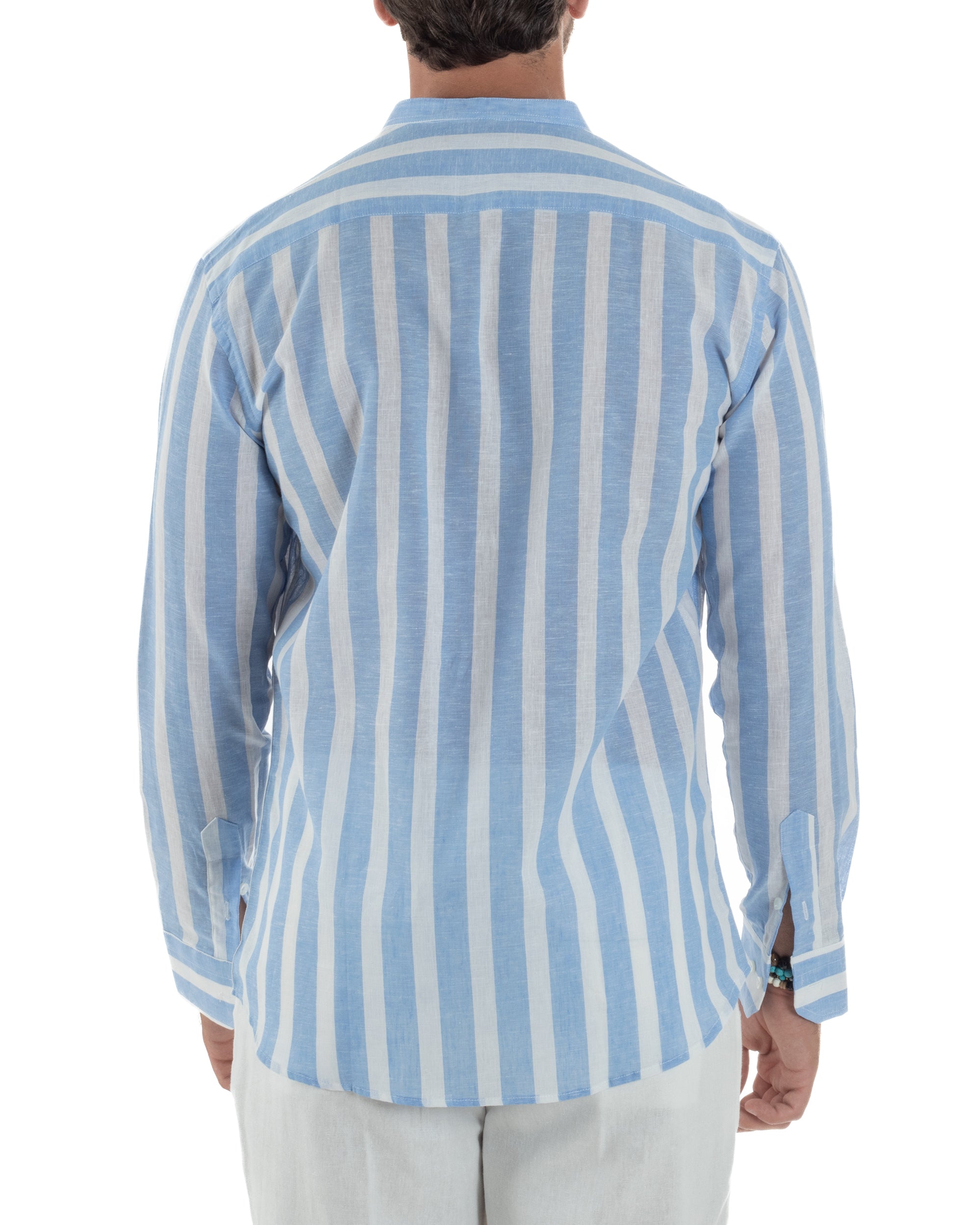 Camicia Lino Collo Coreano Riga Larga C3019A