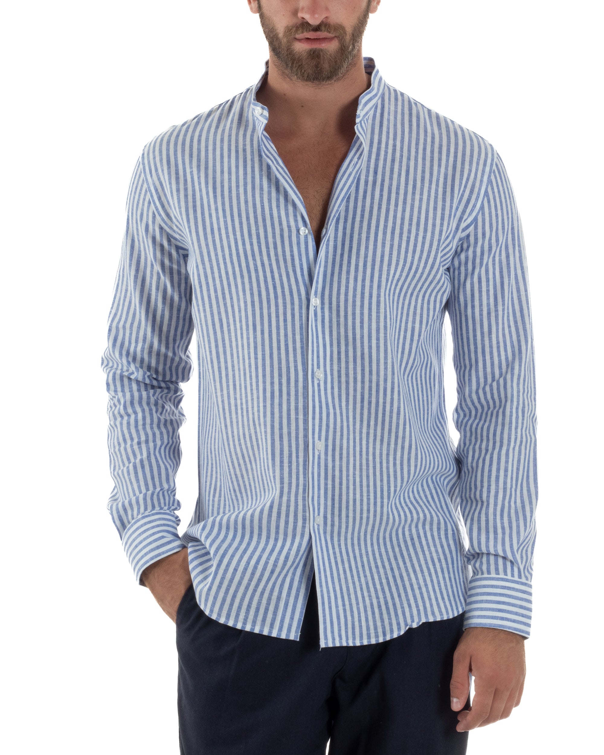 Camicia Lino Riga Sottile Coreana C3021A