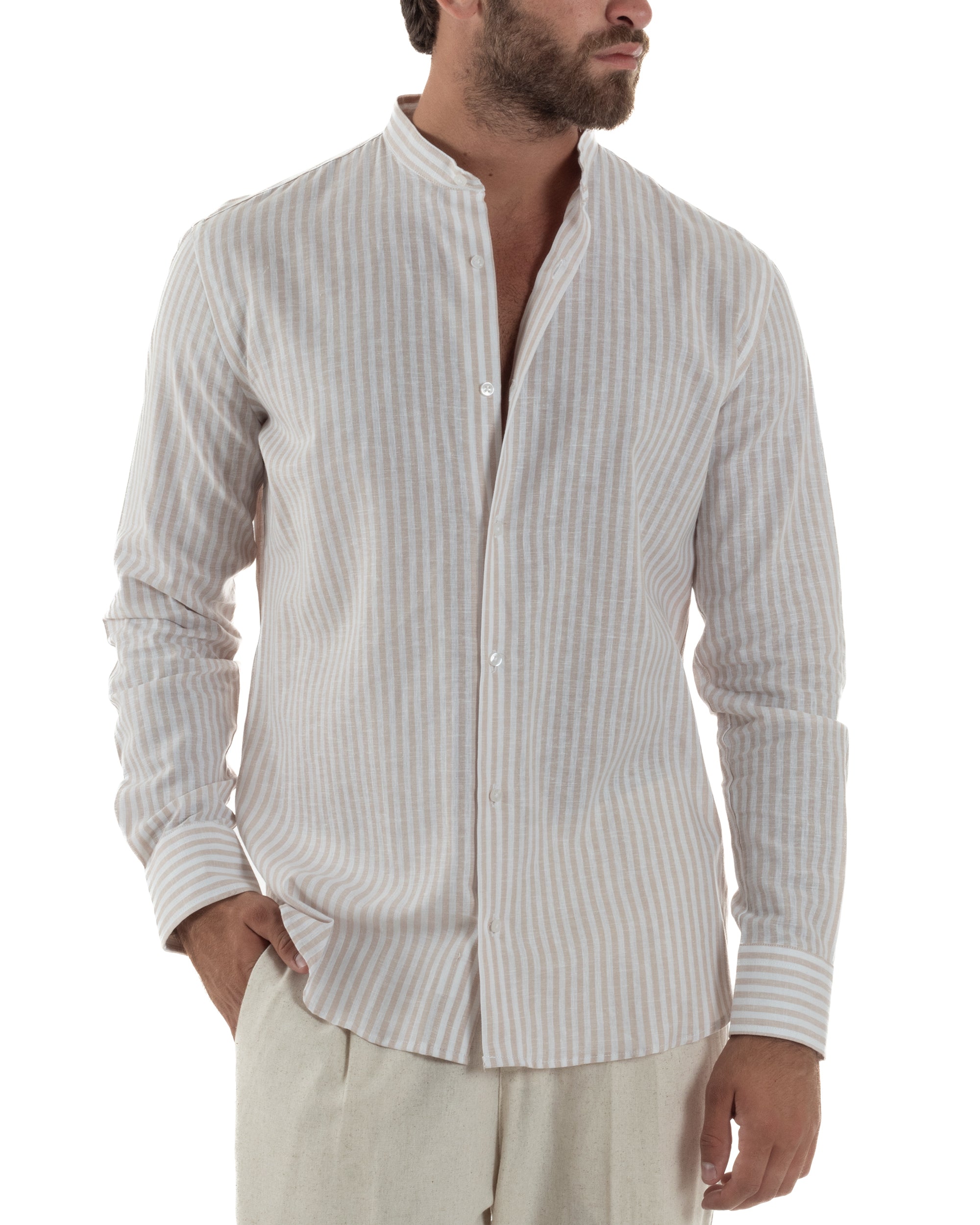 Camicia Lino Riga Sottile Coreana C3022A