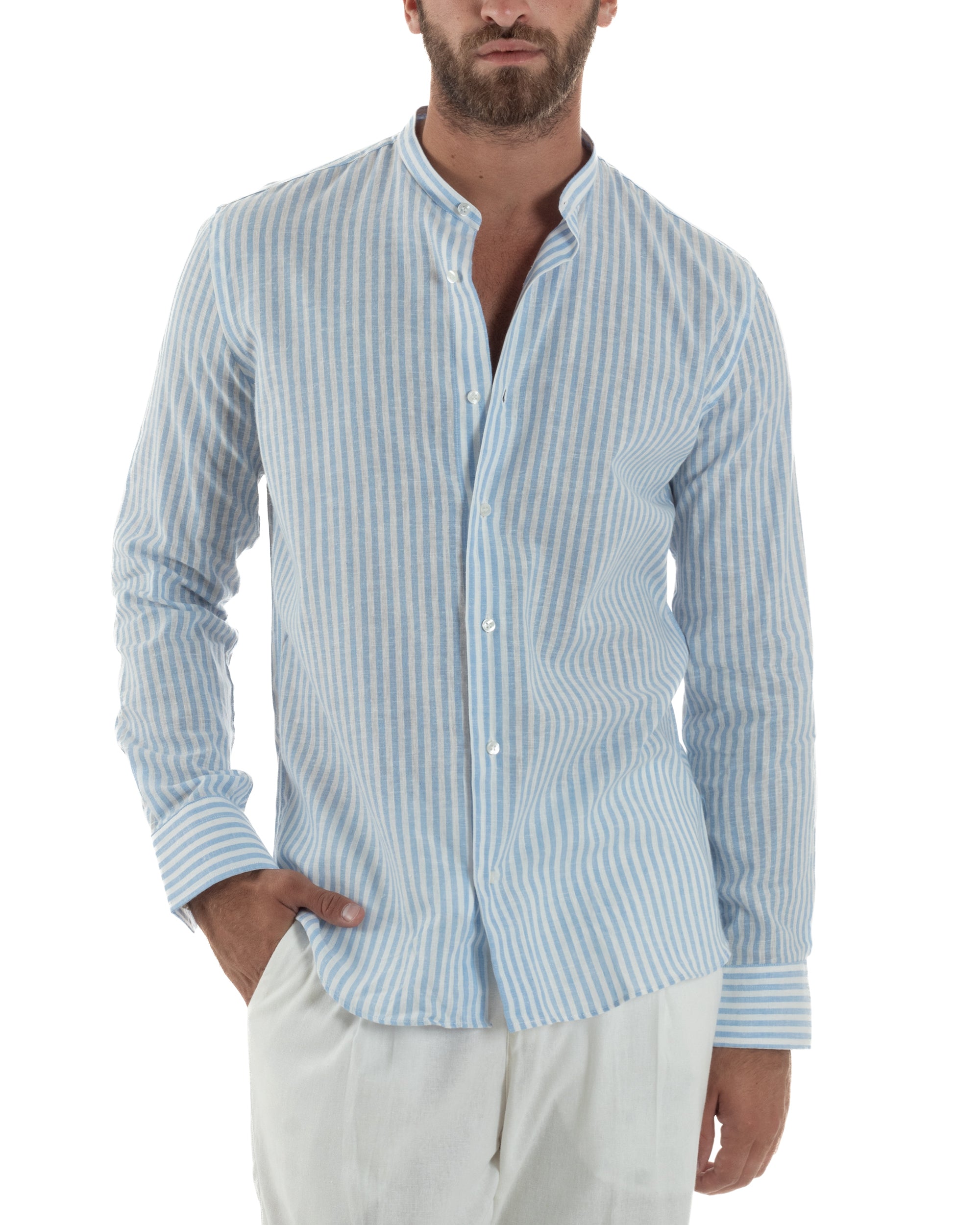 Camicia Lino Riga Sottile Coreana C3024A