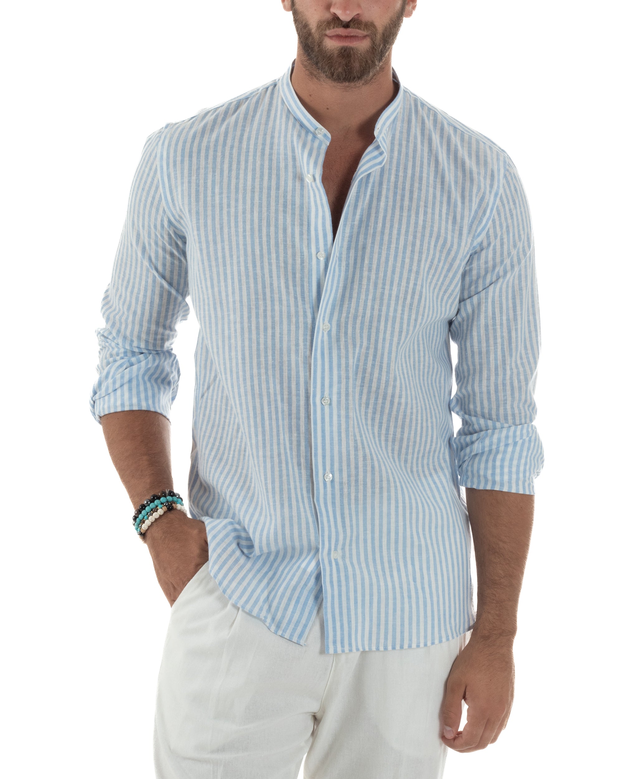 Camicia Lino Riga Sottile Coreana C3024A