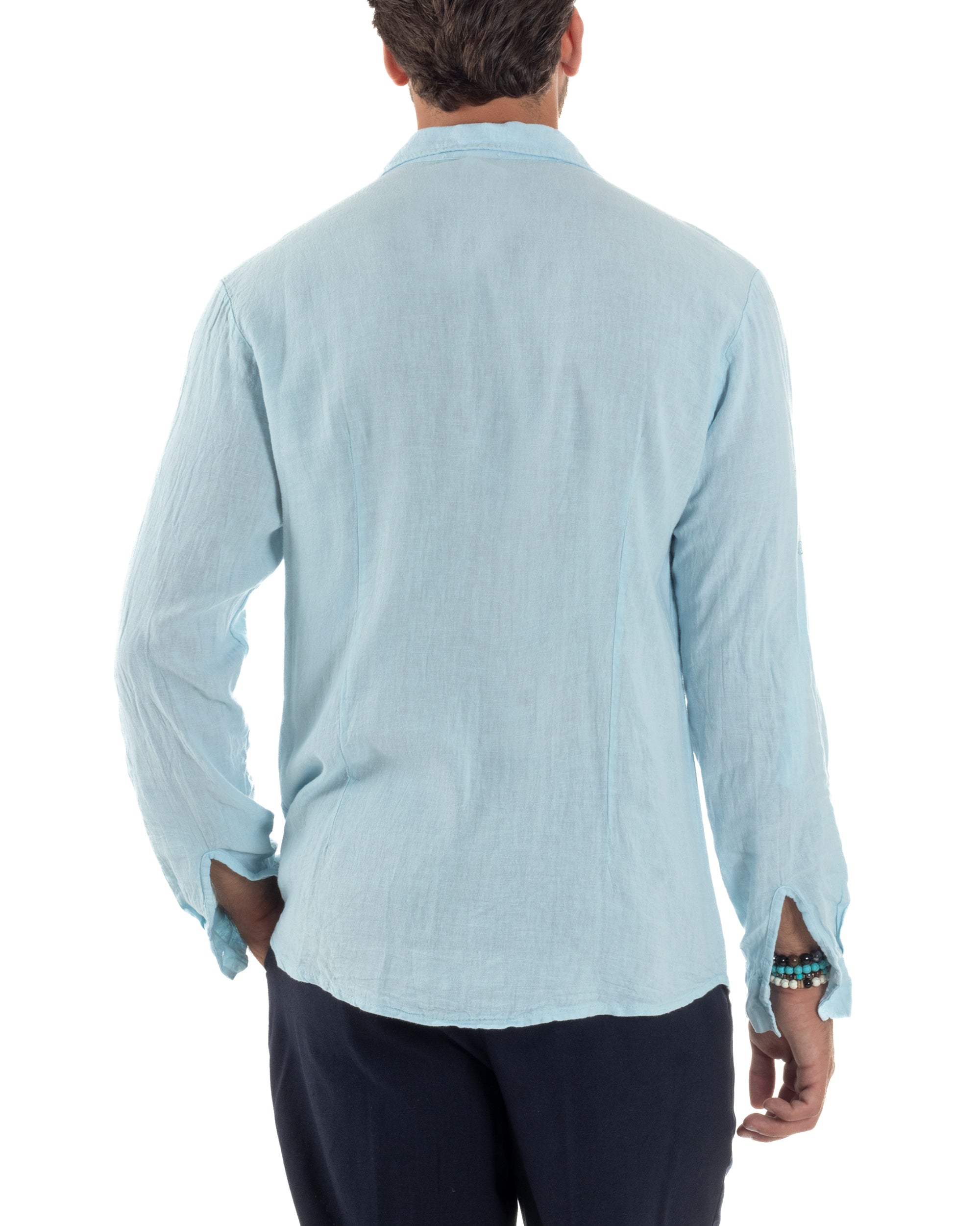 Camicia Collo Francese Lino Slim Fit Basic C3026A