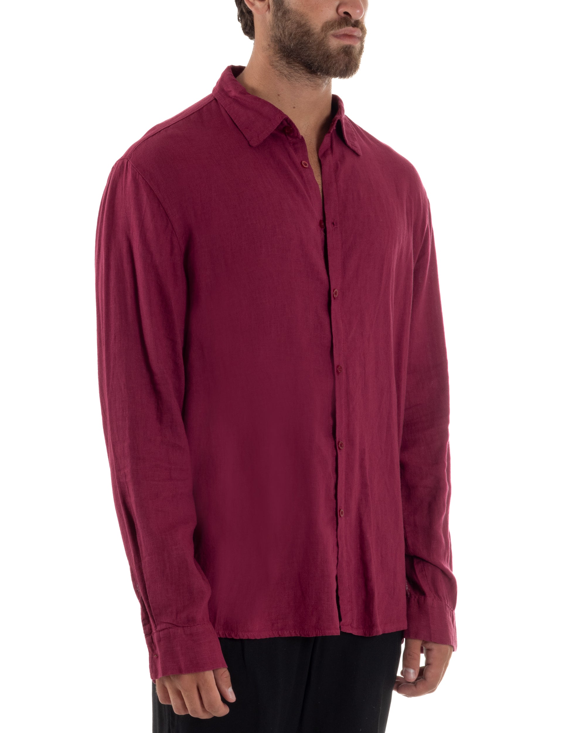 Camicia Collo Francese Lino Slim Fit Basic C3027A