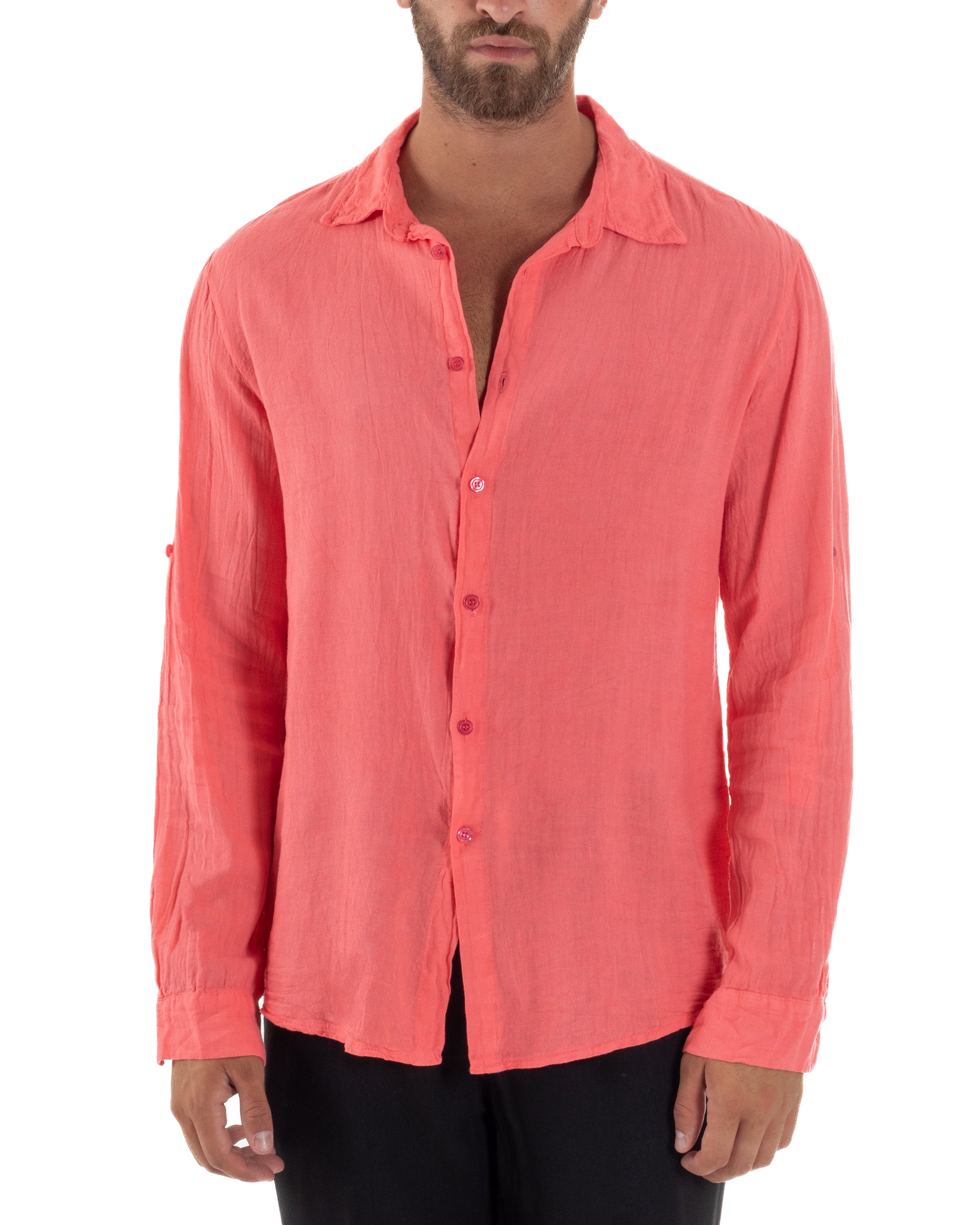 Camicia Collo Francese Lino Slim Fit Basic C3028A