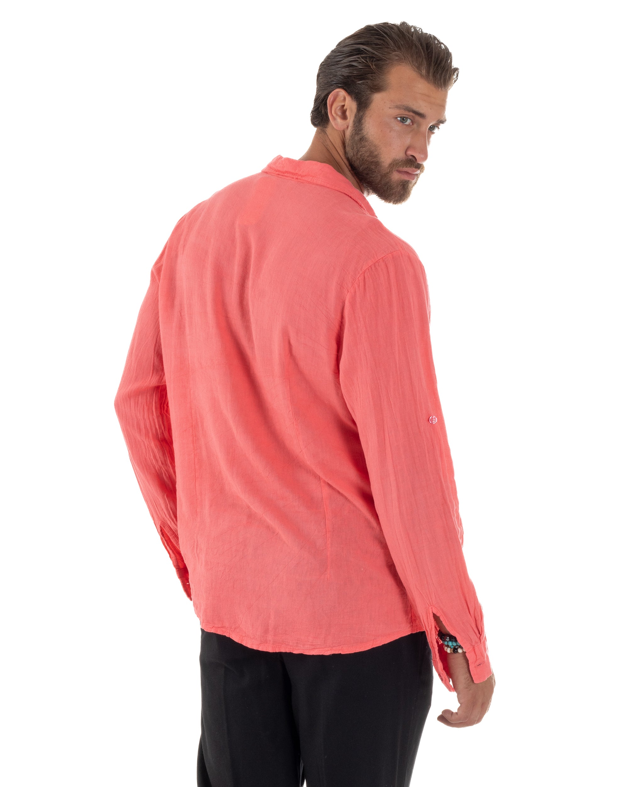 Camicia Collo Francese Lino Slim Fit Basic C3028A