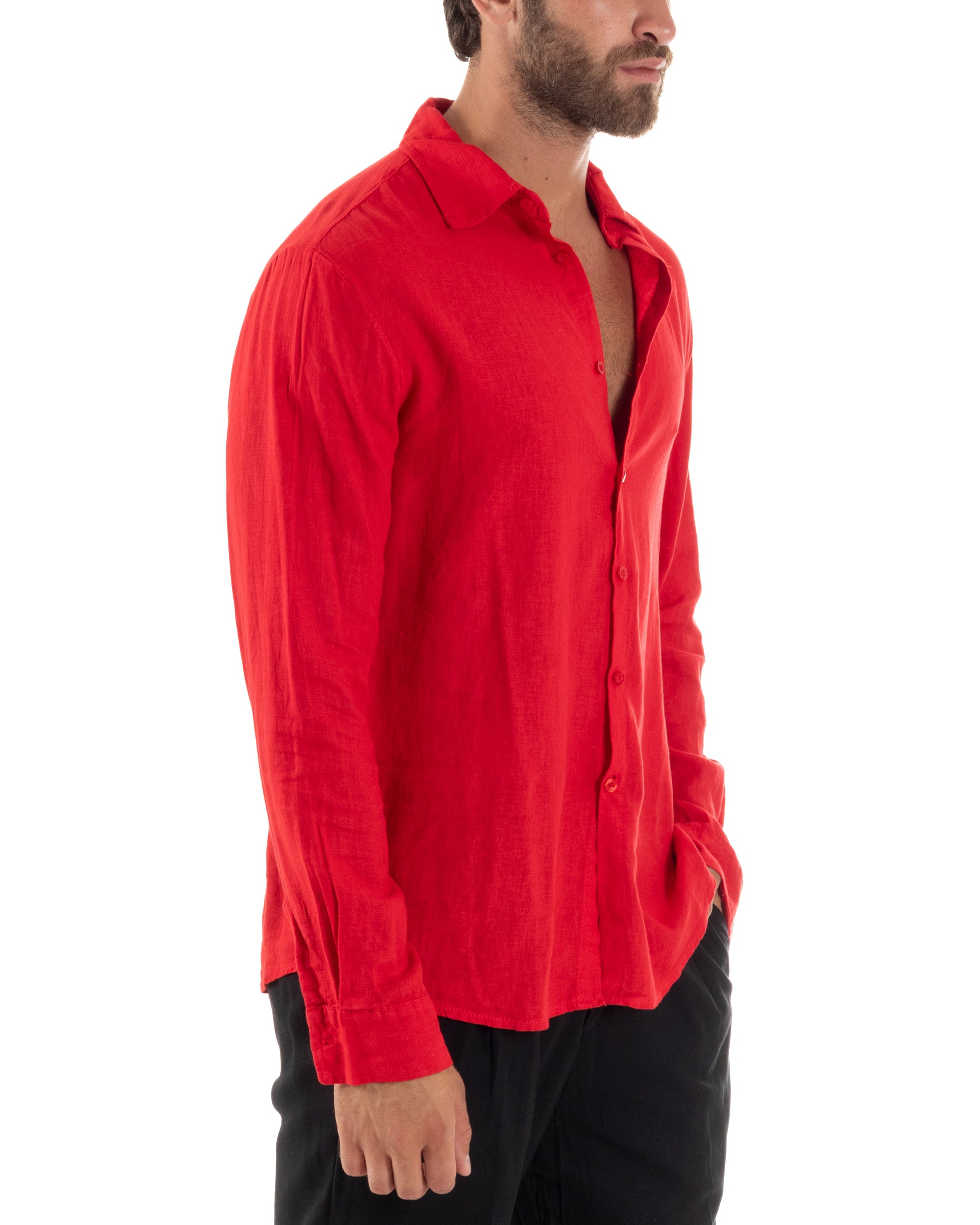 Camicia Collo Francese Lino Slim Fit Basic C3029A