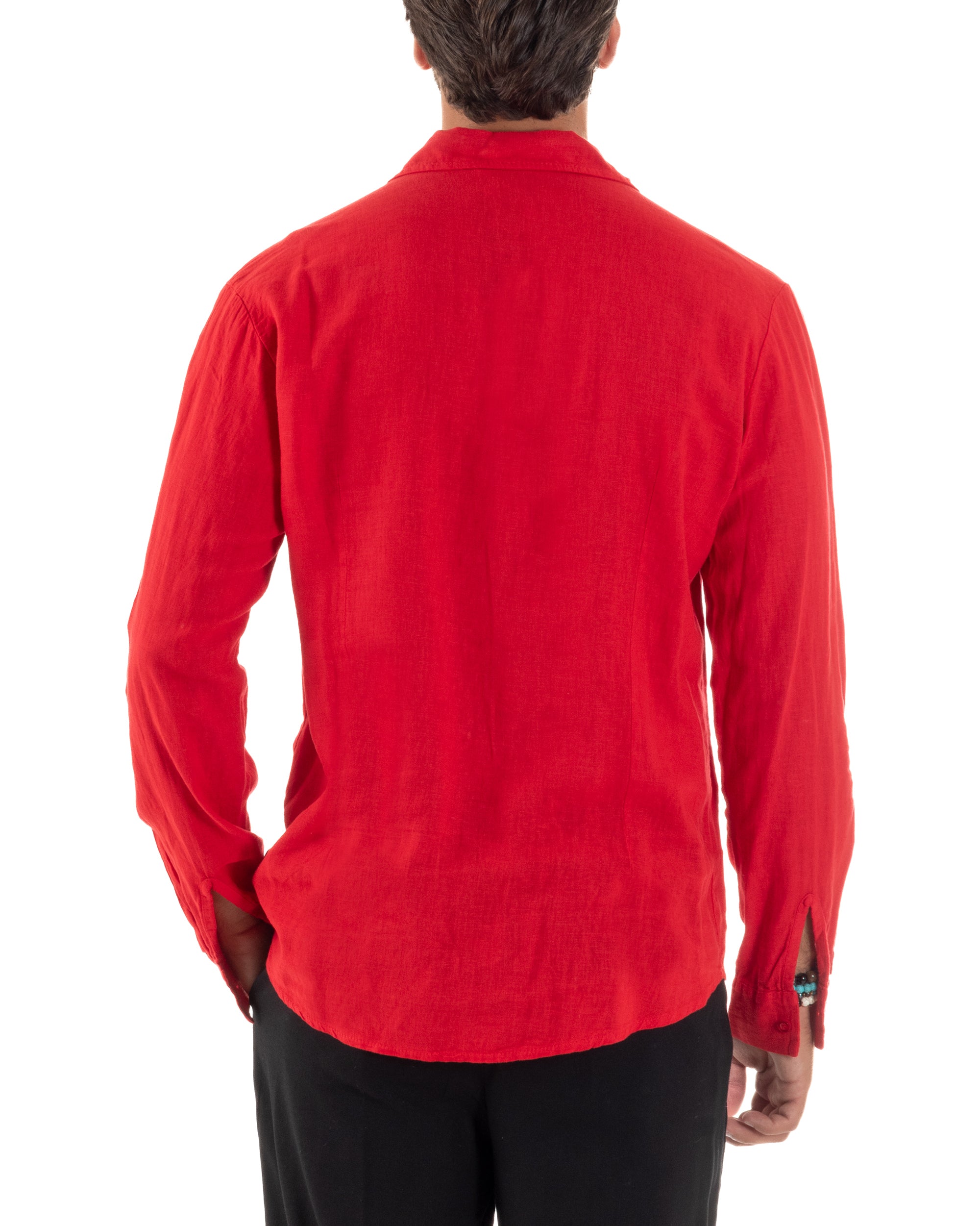 Camicia Collo Francese Lino Slim Fit Basic C3029A