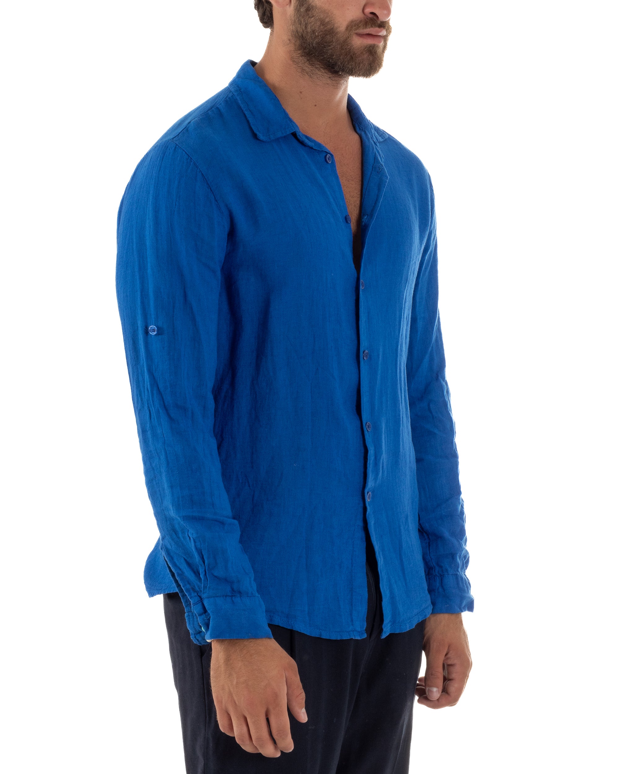 Camicia Collo Francese Lino Slim Fit Basic C3030A