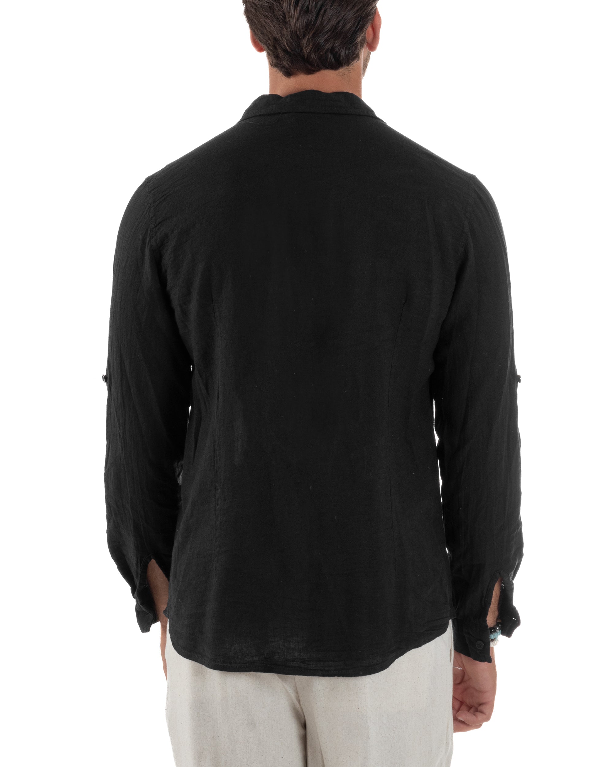 Camicia Collo Francese Lino Slim Fit Basic C3031A